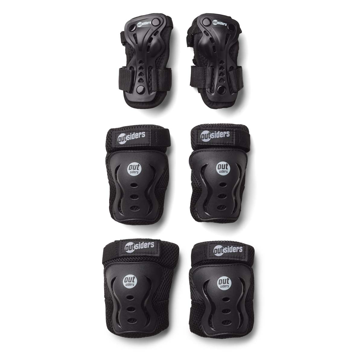 Outsiders – Deluxe Safety Equipment Set – Wrist, Knee, Elbow (XS) – Black – XS v:8888853
