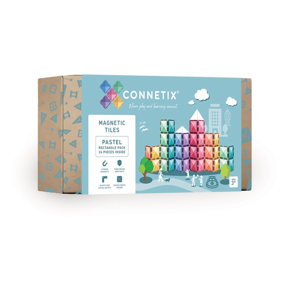 Connetix - Pastel Rectangle Pack 24 Pieces (CT-P-00024-RE) - Gratis frakt v:6443569