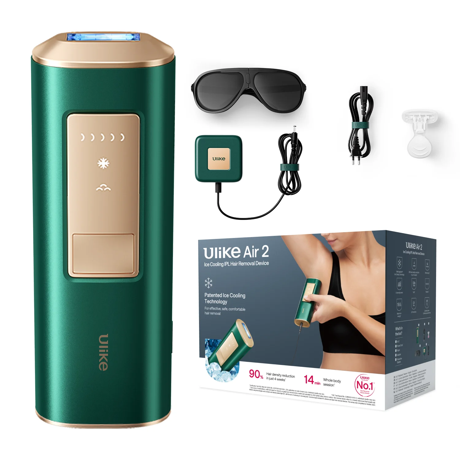ULIKE - Air 2 Ice Cooling IPL Hair Removal Device - Green - Gratis frakt v:6237622