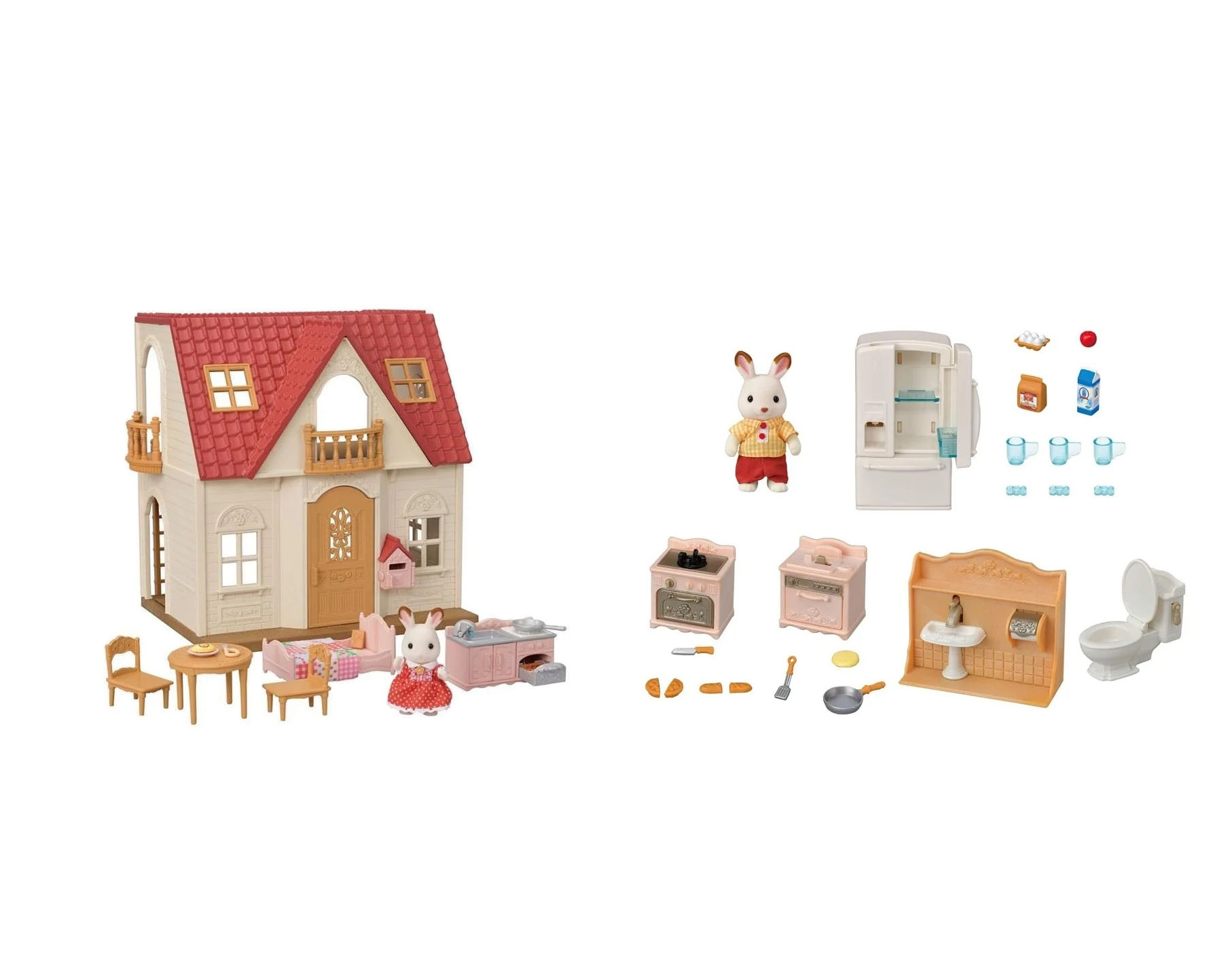 Sylvanian Families - New Red Roof Cosy Cottage Starter Home & Playful Starter Furniture Set - Gratis frakt v:4966358