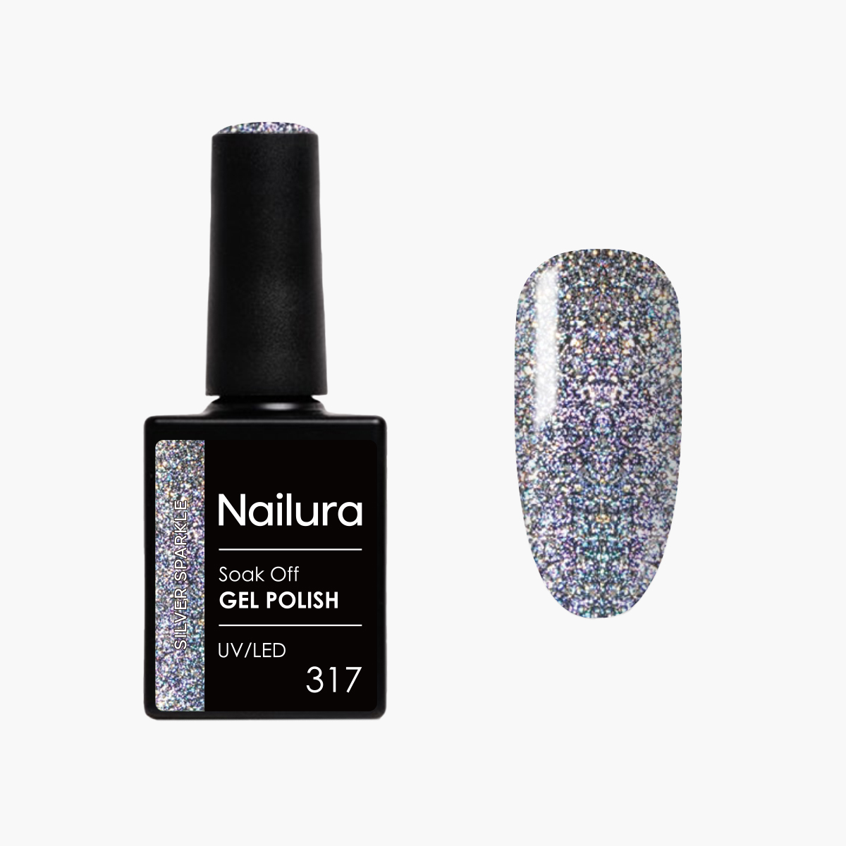 Nailura - Gel Polish 317 - Silver Sparkle - 10 ml - Silver Sparkle v:1716226