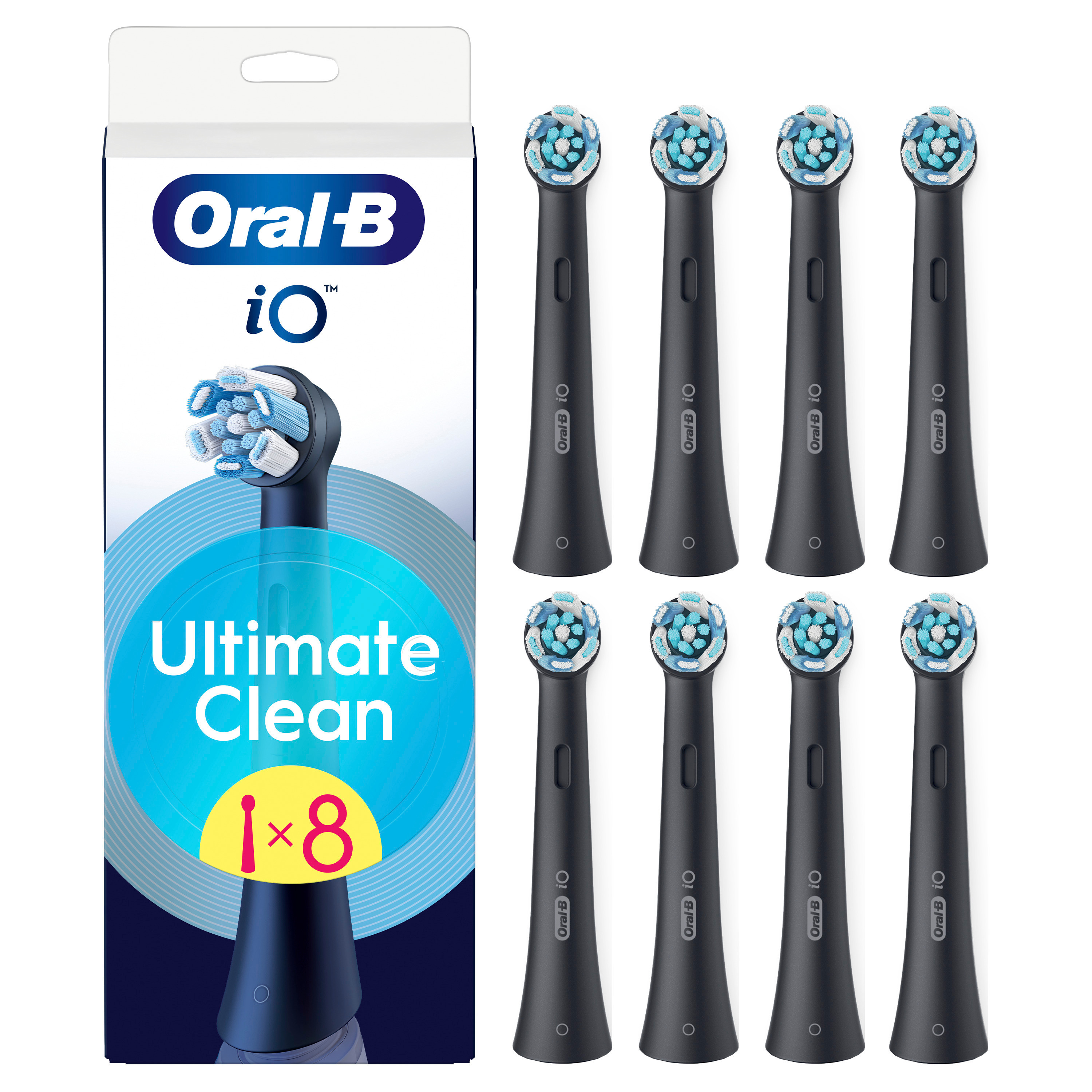 Oral B - iO Ultimate Clean Børstehoder - Sort - 8 stk - Gratis frakt v:7749467