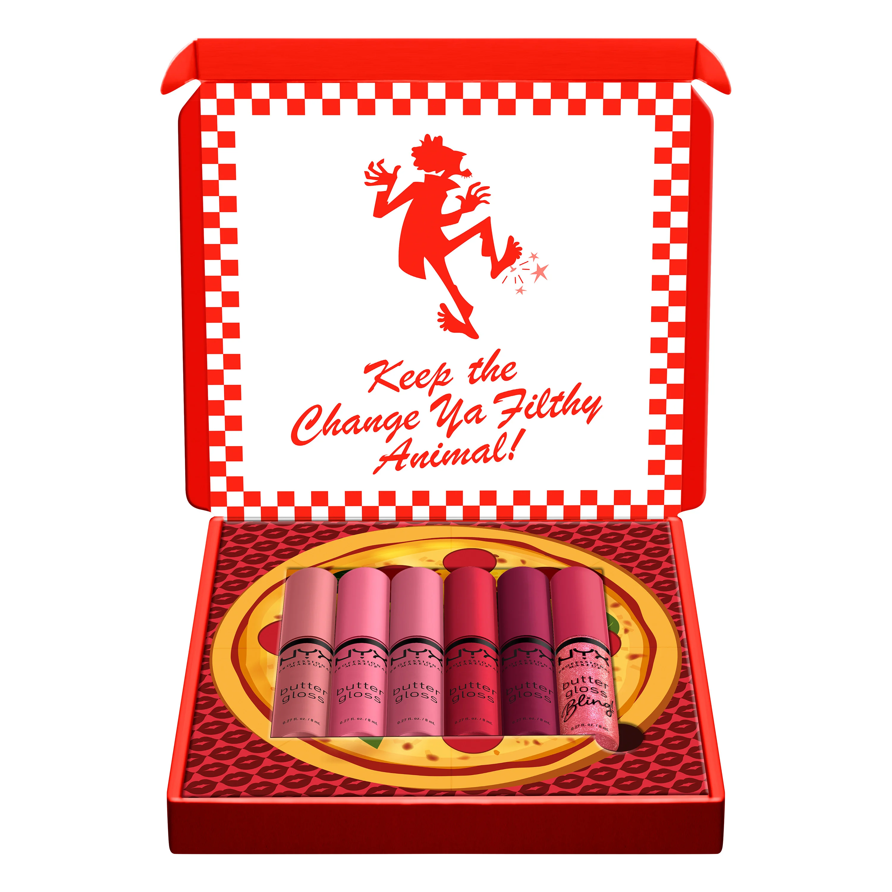 NYX - Professional Makeup Butter Gloss Pizza Box Makeup Gaveboks - Gratis frakt v:9006799