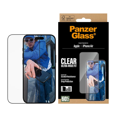 PanzerGlass - Skjermbeskytter - iPhone Air - Ultra-Wide Fit med EasyAligner v:8114836