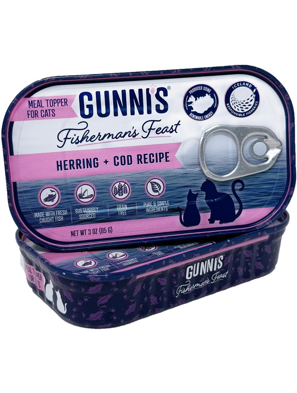 Gunnis - Toppers Herring & Cod, Cat - 85 g v:4590178