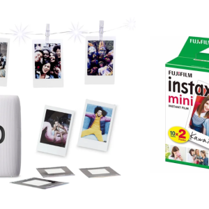 Fuji – Instax mini link 2 w. LED light chain and 2×10 pack Film Bundle – clay white – Gratis frakt v:3052942