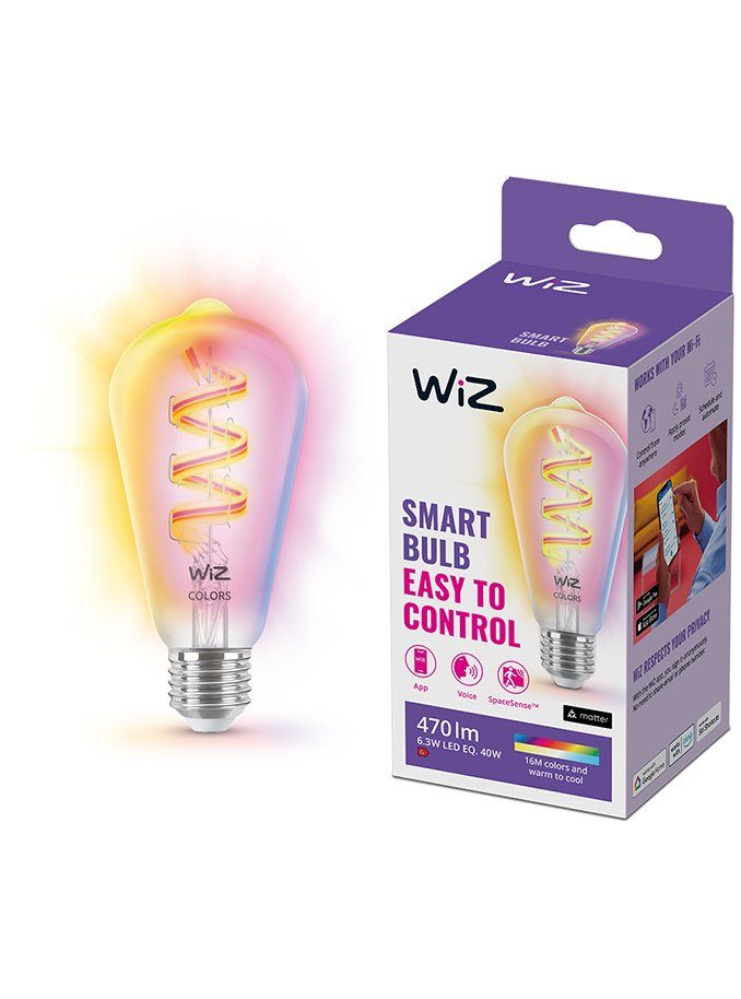 WiZ - E27 - Farge- og justerbar hvit filamentpære - Edison - WiFi v:9470937
