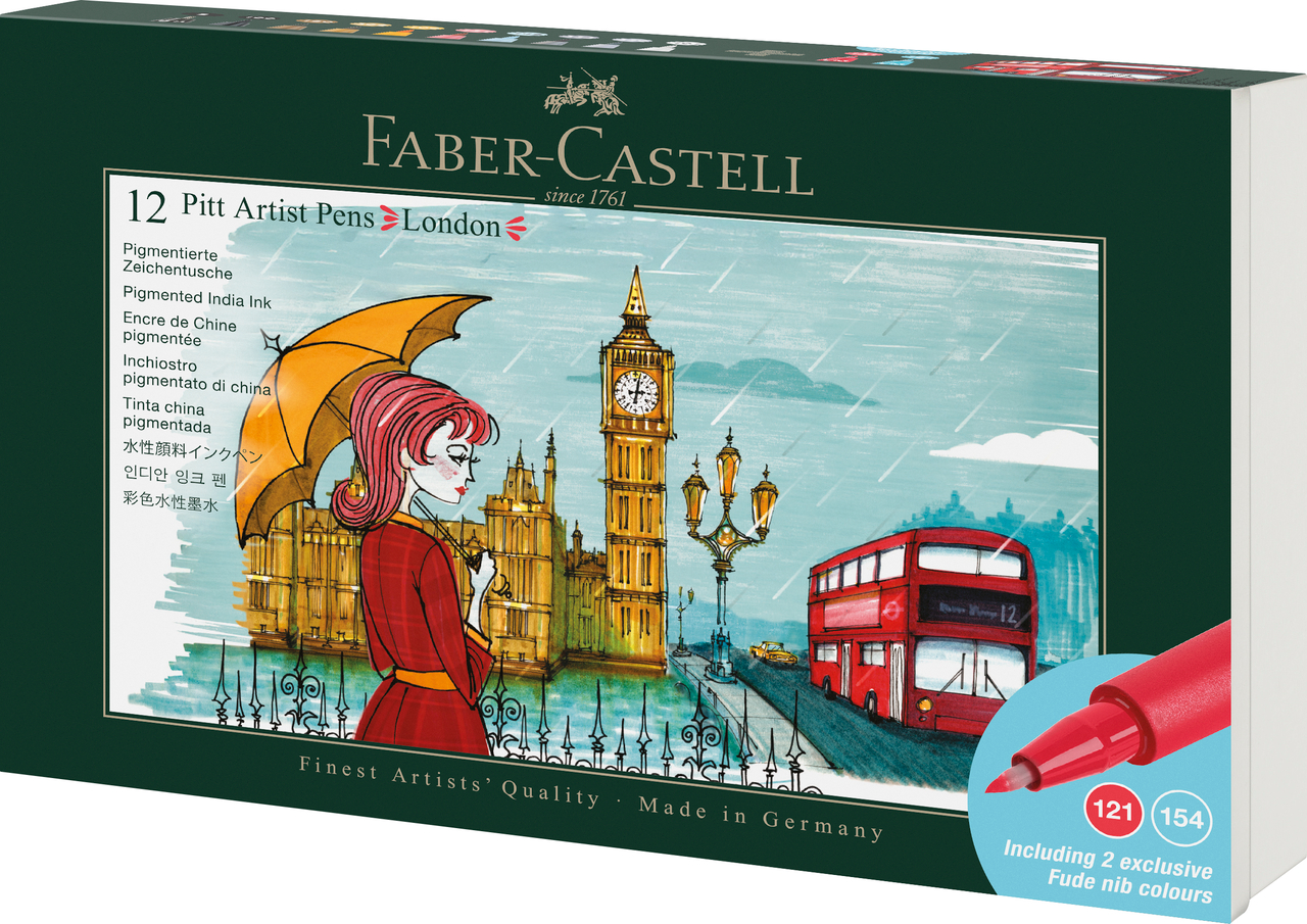 Faber-Castell - Pitt Artist Pen tin set - London - 12 pcs (267137) v:4142108