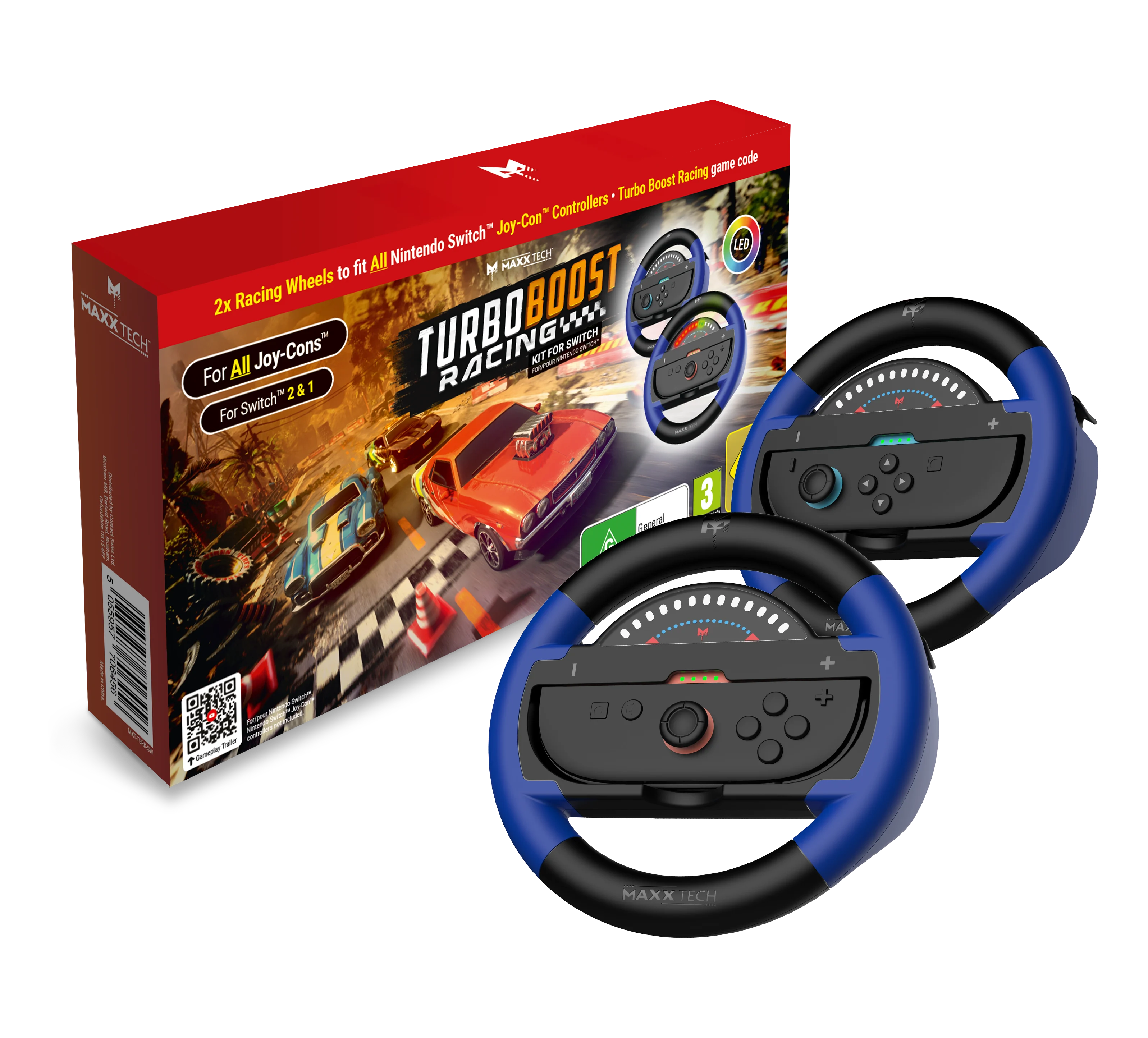 Maxx Tech - Turbo Boost Racing Kit - Nintendo Switch 1 & 2 - Nintendo Switch 2 - Engelsk - Standard v:1065096