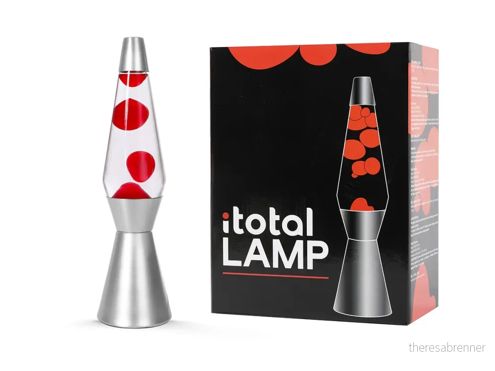 iTotal - Lava Lamp - Silver Base, See-through Liquid and Red Wax - Red - 36 cm (XL1783) v:8598589
