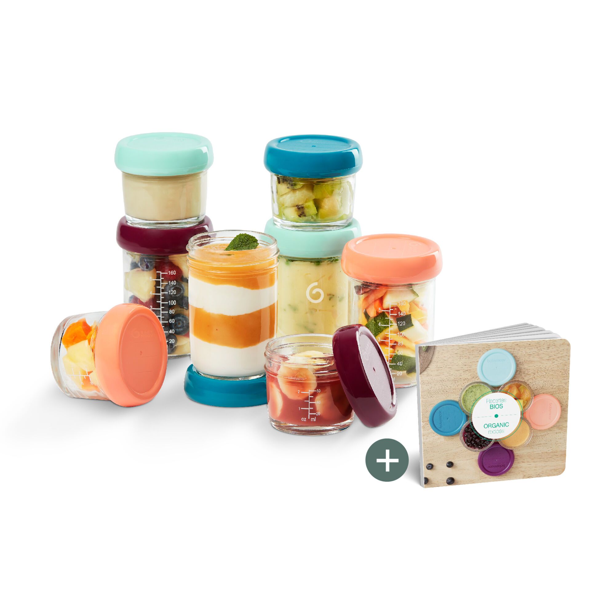 Babymoov – Glass Babybols Multiset – 4x120ml + 4x240ml + Recipe Book v:6068083