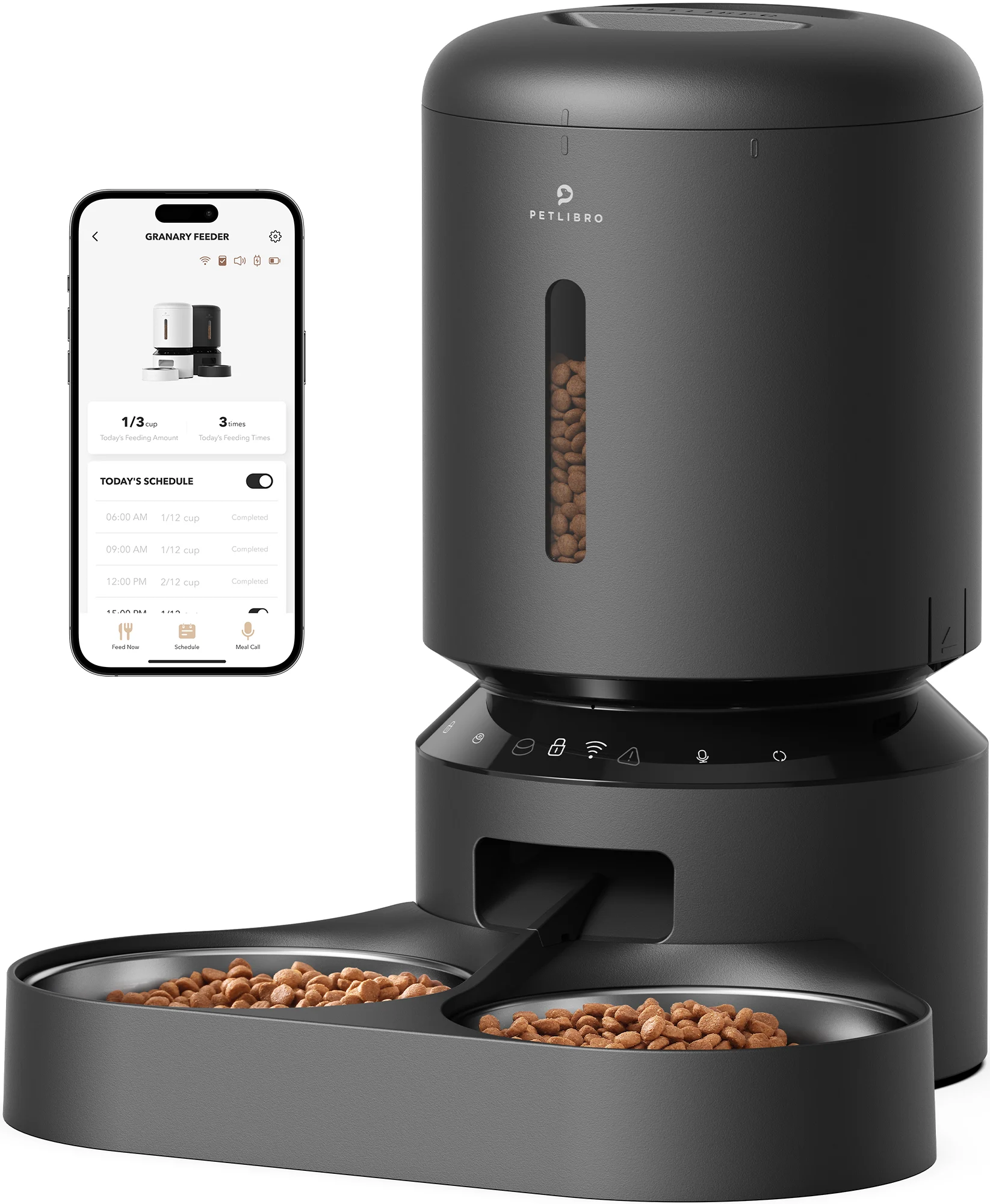 Petlibro - Granary WiFi Dual Food Tray - Black - 5L - Gratis frakt v:4134860