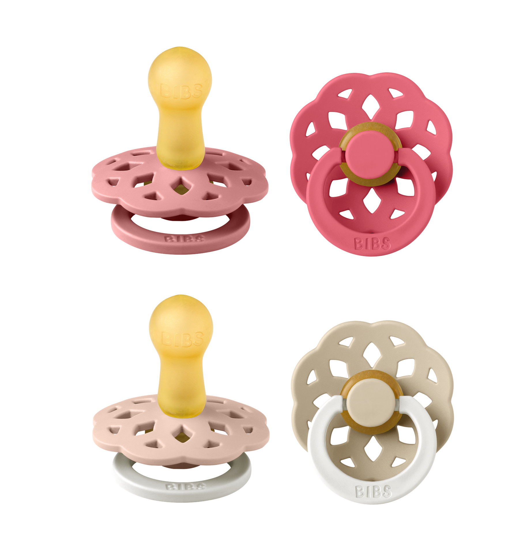 BIBS - Pacifier Boheme 2 PACK - Dusty Pink/Coral & Blush/Vanilla GLOW - Size 2 v:1570172
