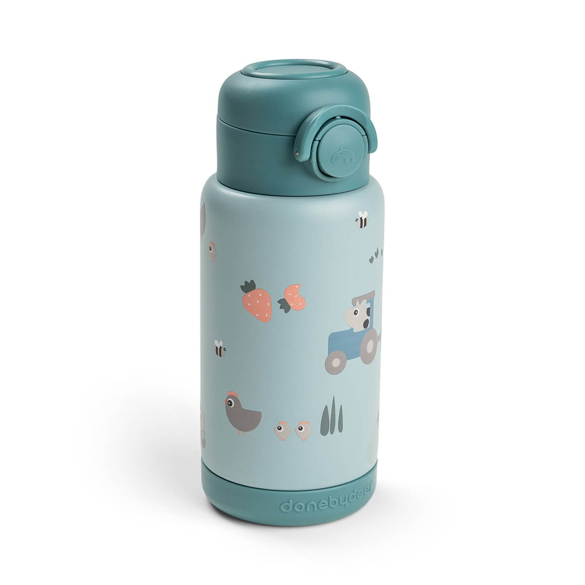 Done by Deer - Insulated straw bottle - Tiny farm Blue - 340 ml v:3062032