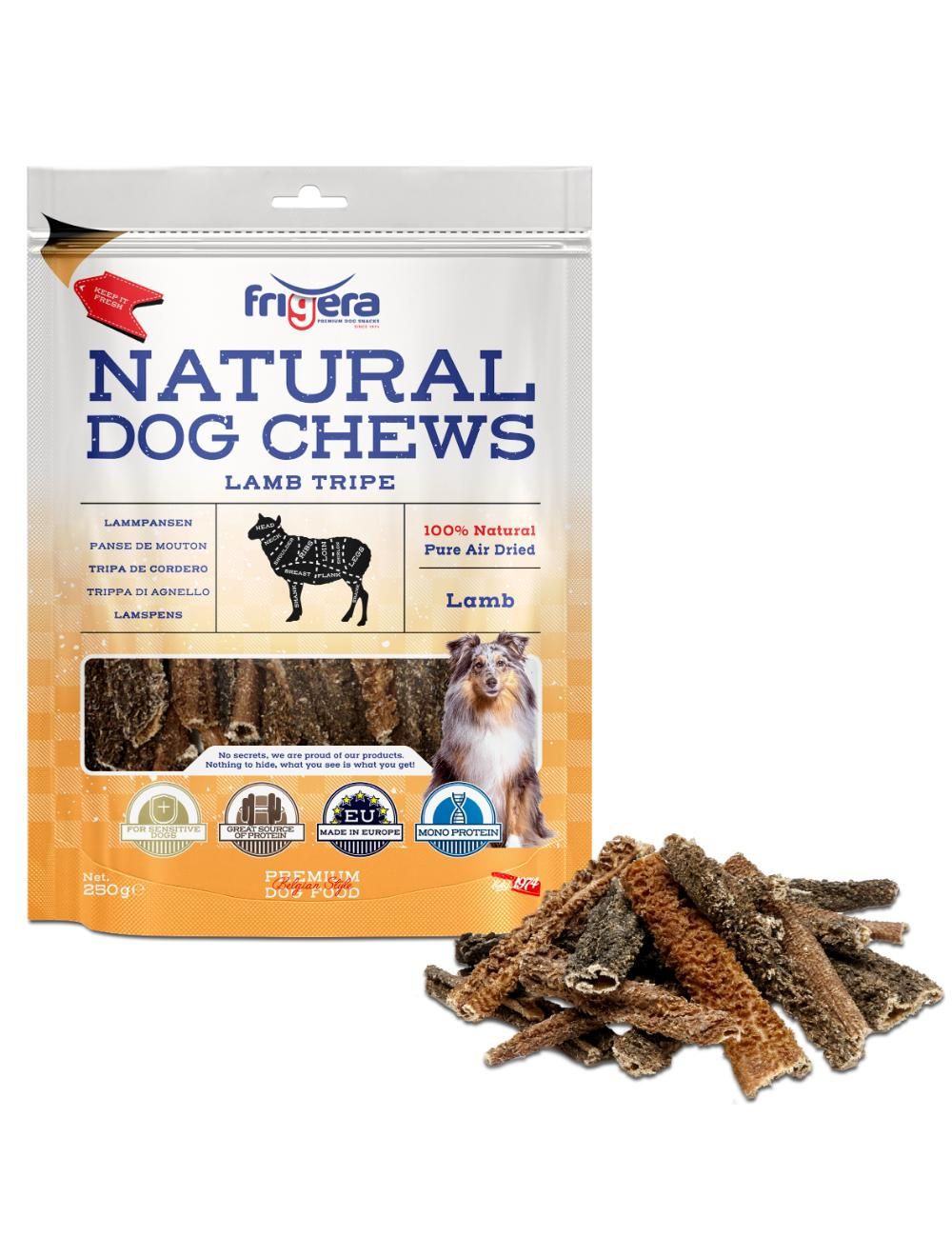 Frigera - Natural Dog Chews Lamb tripe 250 g - (402285861776) v:8830003