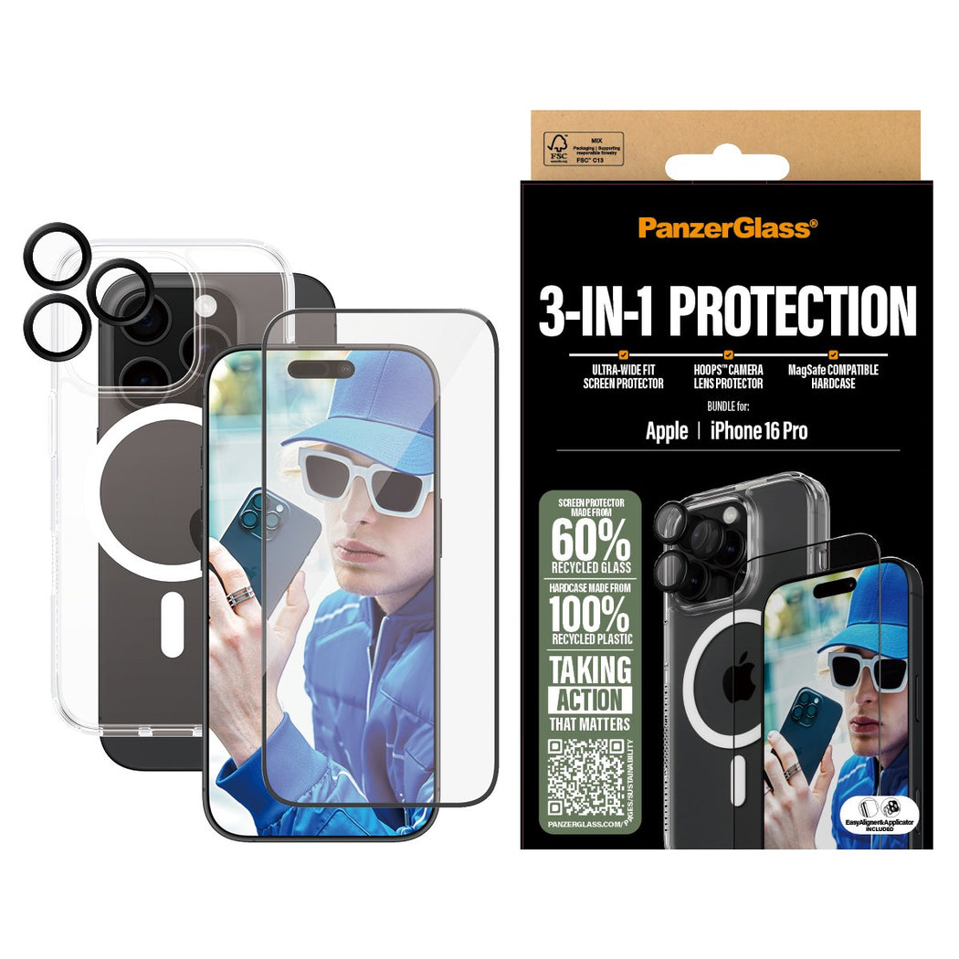 PanzerGlass – iPhone 16 Pro 3-i-1 beskyttelsespakke v:1170617