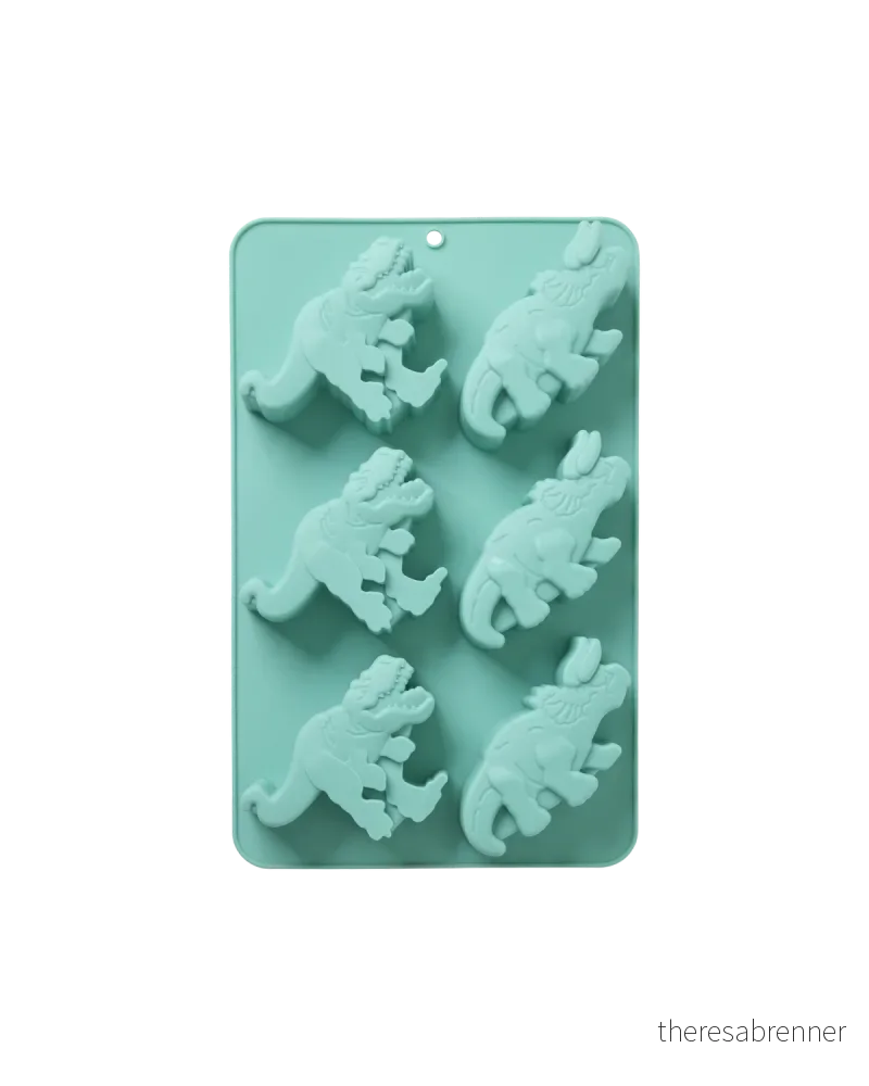 Rice - Silicone Baking Form with 6 Dinos - Mint - 30 cm x 20 cm v:7429270