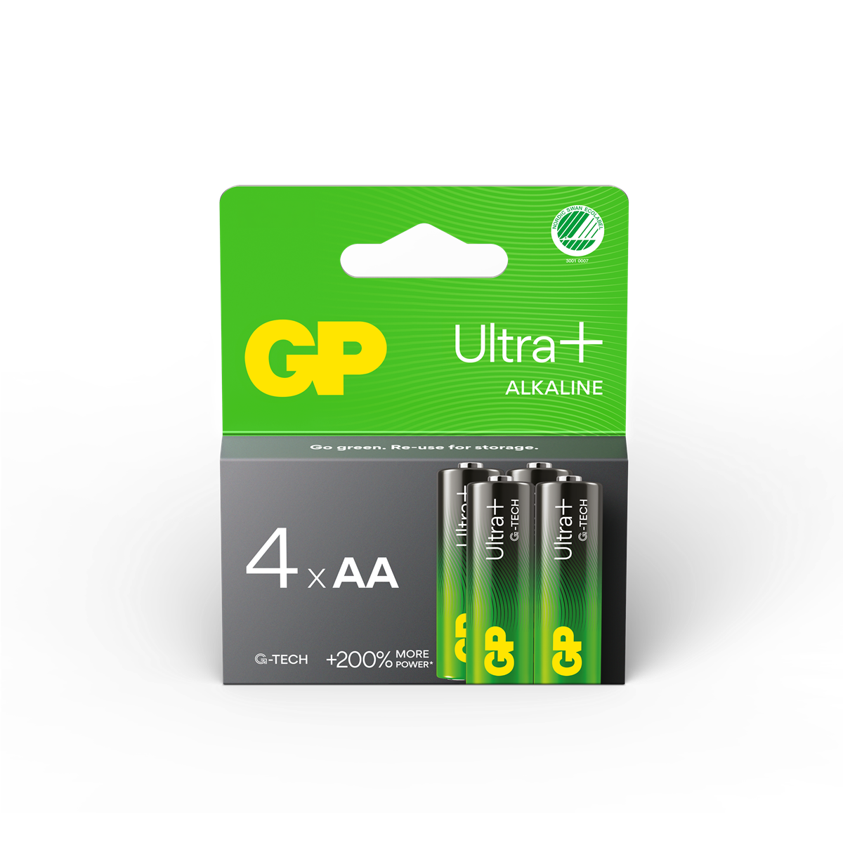 GP - Ultra Plus Alkaline Battery, Size AA, 15AU/LR6, 1.5V (4-pack) v:7466673