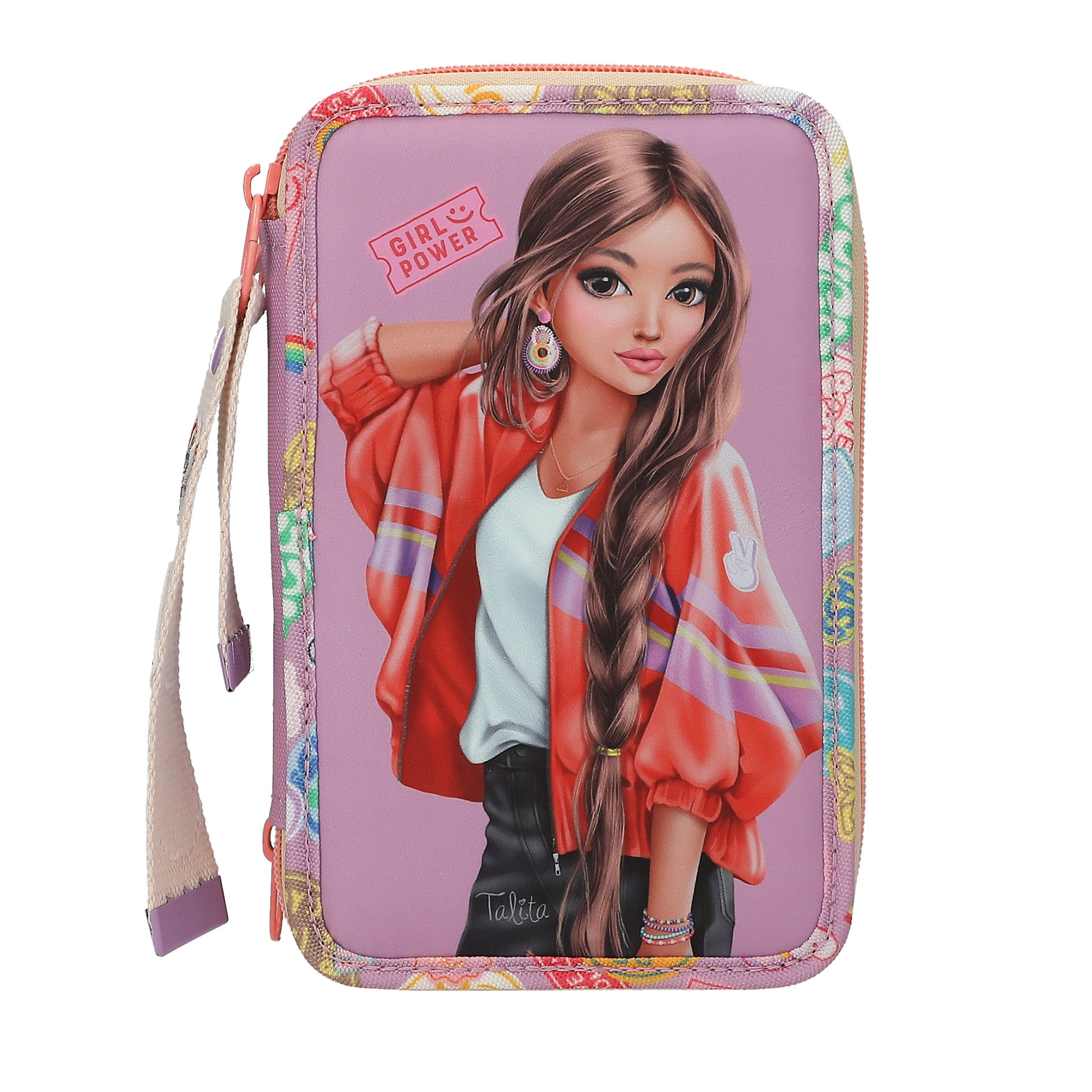 TOPModel - Triple Pencil Case with Pendant GIRL POWER - Purple v:2356433