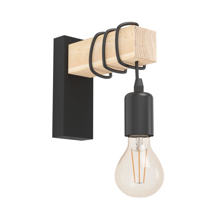 EGLO – TOWNSHEND Vegglampe – Svart & FSC-sertifisert Tre v:4317496 EGLO – TOWNSHEND Vegglampe – Svart & FSC-sertifisert Tre v:4317496