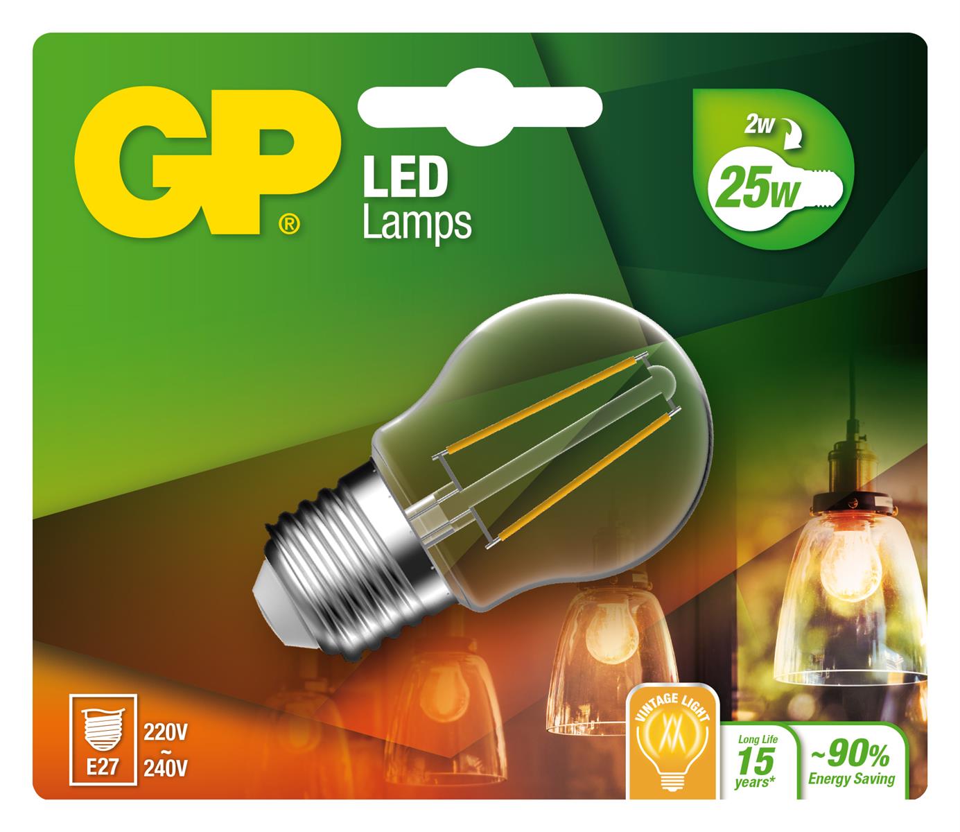 GP - LED Lamp Filament Mini Globe, E27, 2W (25W), 250lm v:1416033