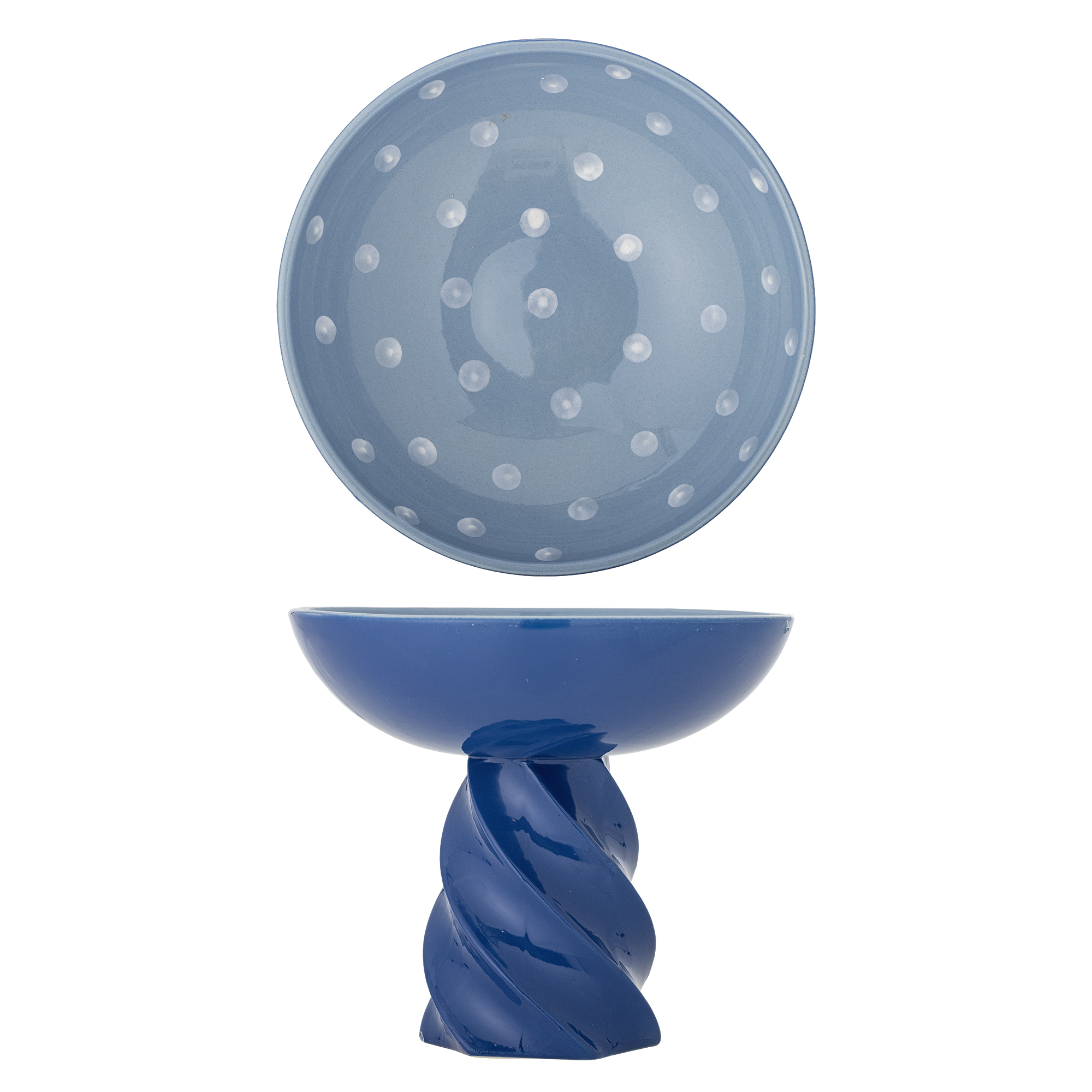 Bloomingville - Riley Pedestal Bowl - Blue - Stoneware - Gratis frakt v:2362582