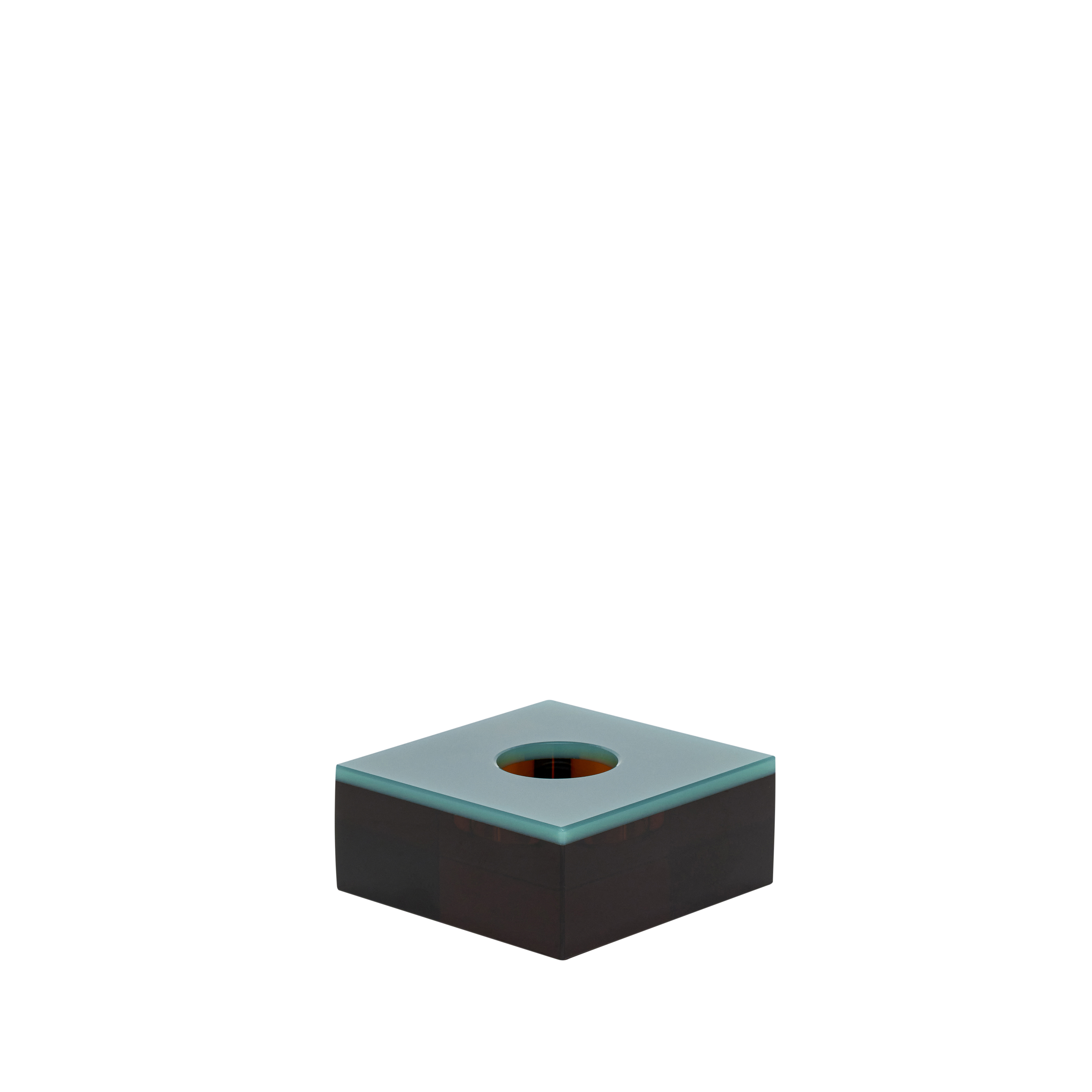 Hübsch – Flux Telysholder – 10x10xH4 cm – Grønn & Brun v:9173269