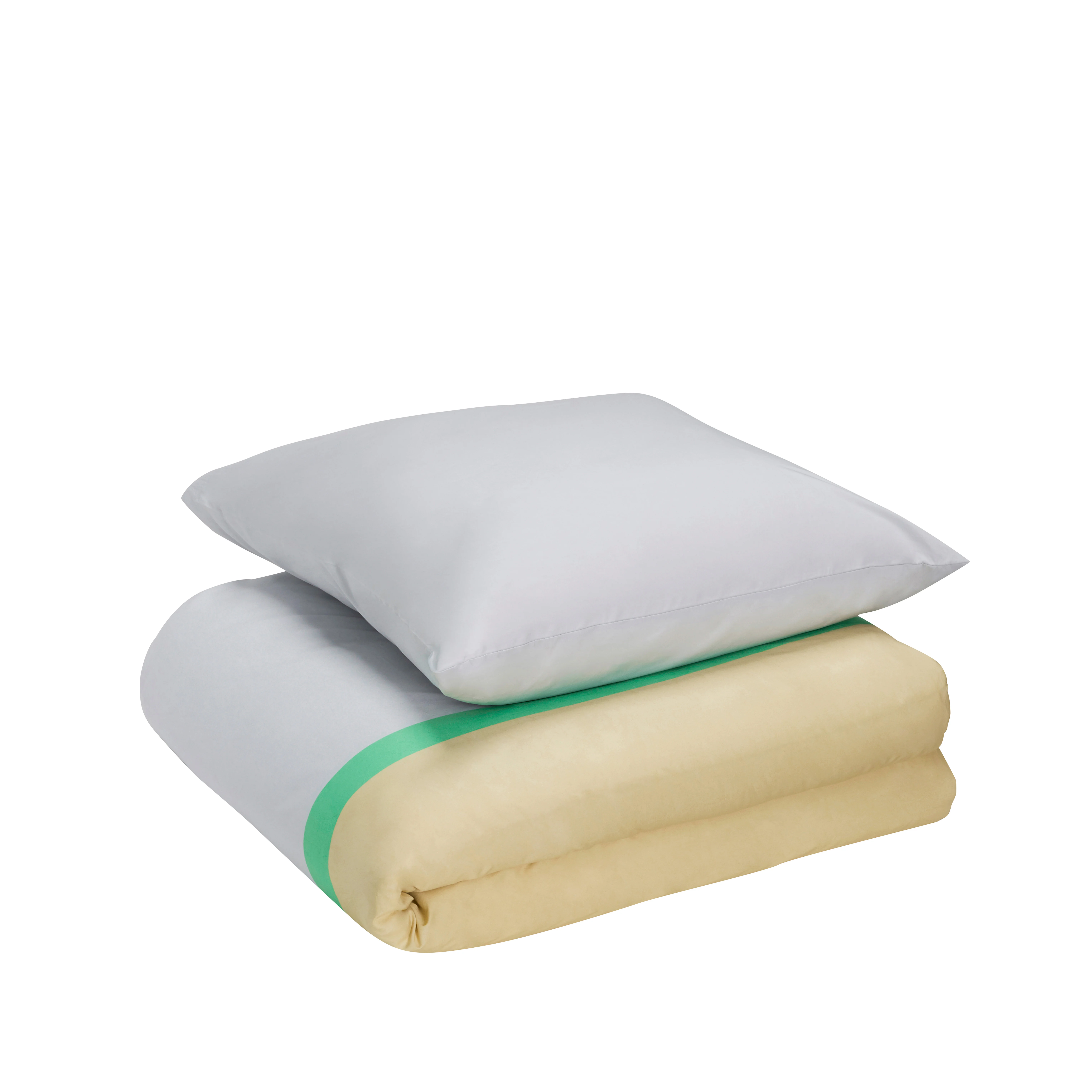 Hübsch – Block Bed Linen – Beige/Multicolour – 60×63, 140x220cm – Gratis frakt v:8374082
