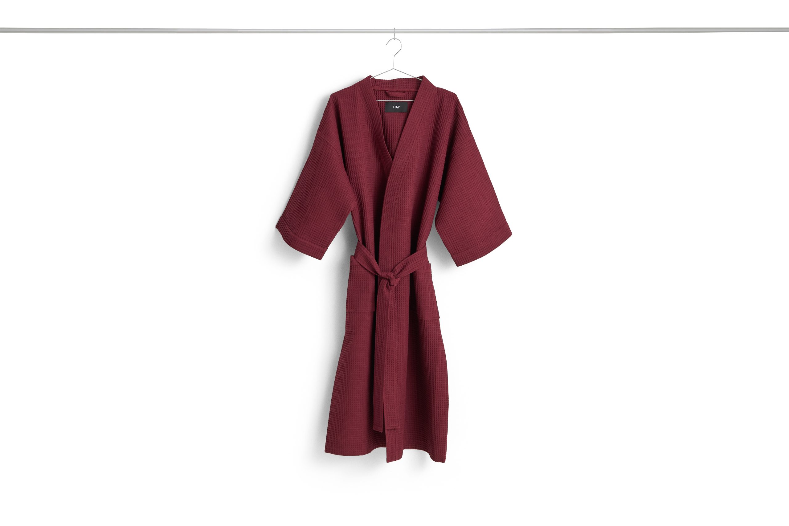 HAY - Waffle Badekåpe - One Size - Burgund - Burgundy - Gratis frakt v:2914452
