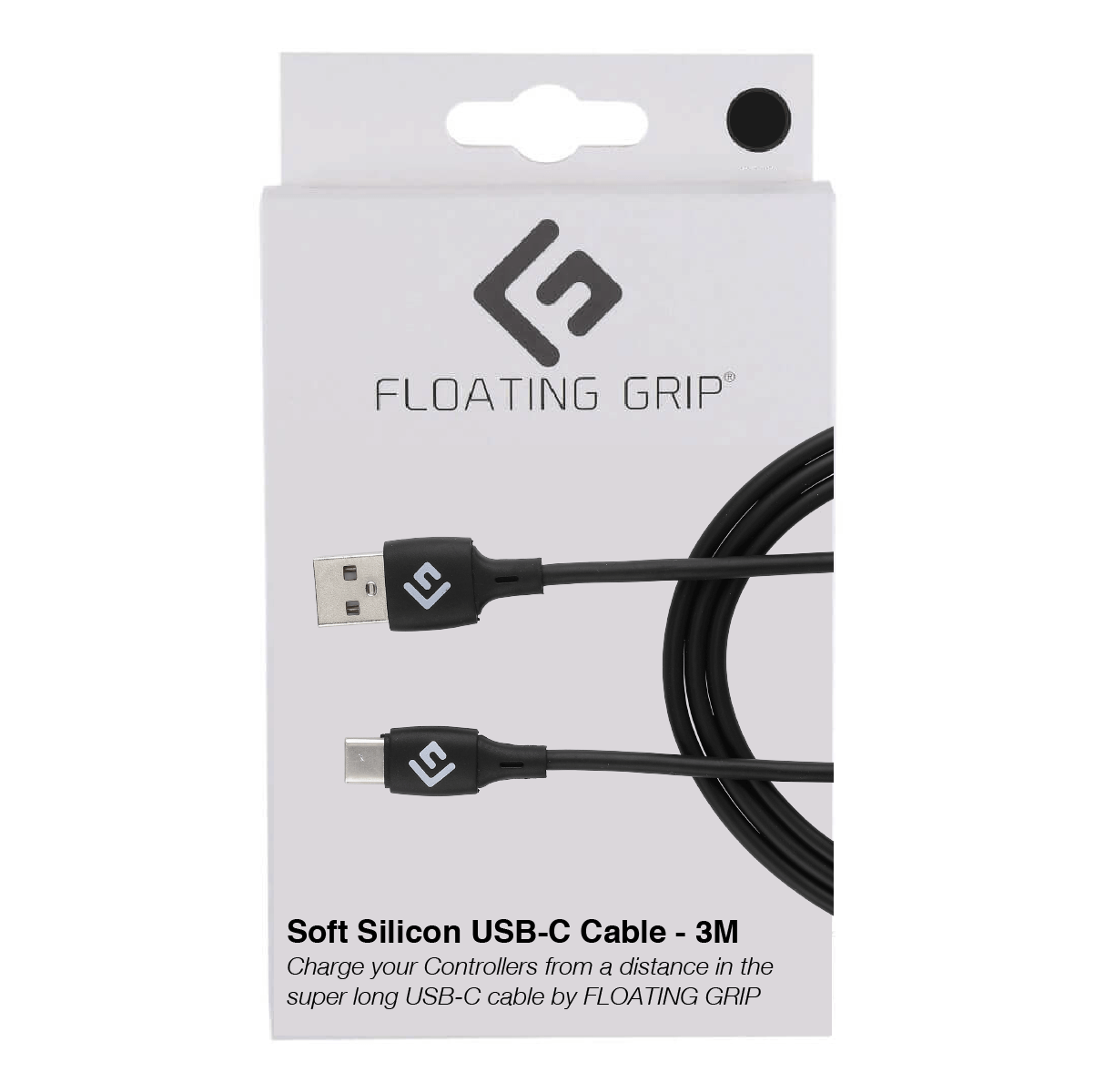 Floating Grip 3M Silicone USB-C Cable (Black) – 3.0 – Black – Svart v:1968676 Floating Grip 3M Silicone USB-C Cable (Black) – 3.0 – Black – Svart v:1968676