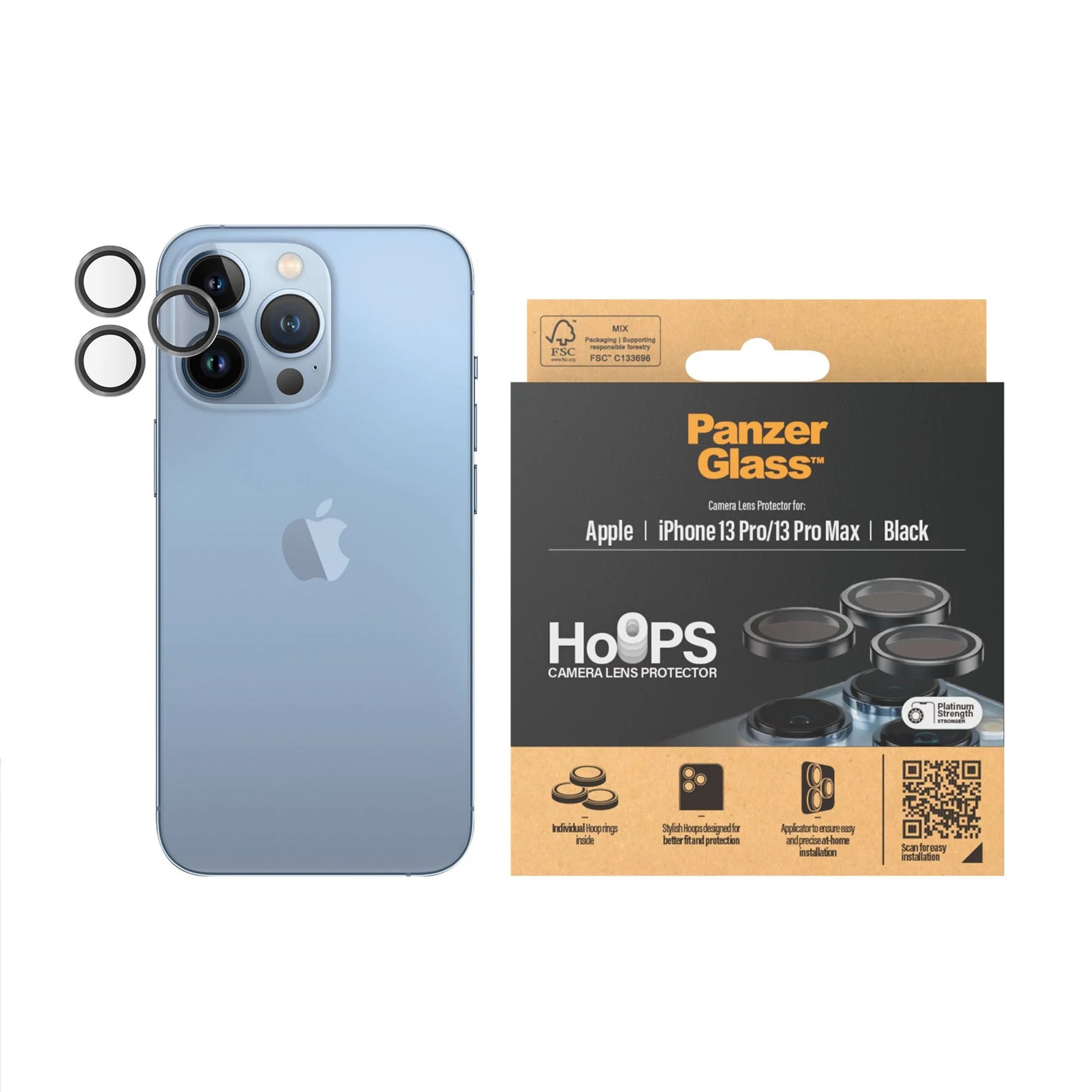 PanzerGlass - Hoops Camera Lens Protector for iPhone 13 Pro - 13 Pro Max - Black v:6382998