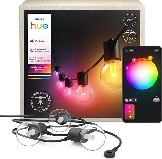 Philips Hue Festavia Globe 21 m 30 pærer lysslynge - Gratis frakt v:9437199