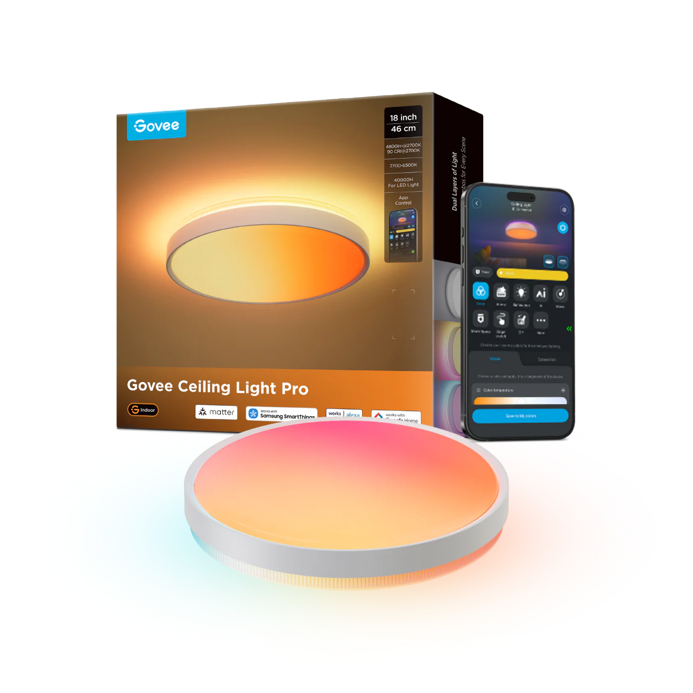 Govee Rundt Smart Taklampe Pro 46cm – Gratis frakt v:9504675 Govee Rundt Smart Taklampe Pro 46cm – Gratis frakt v:9504675