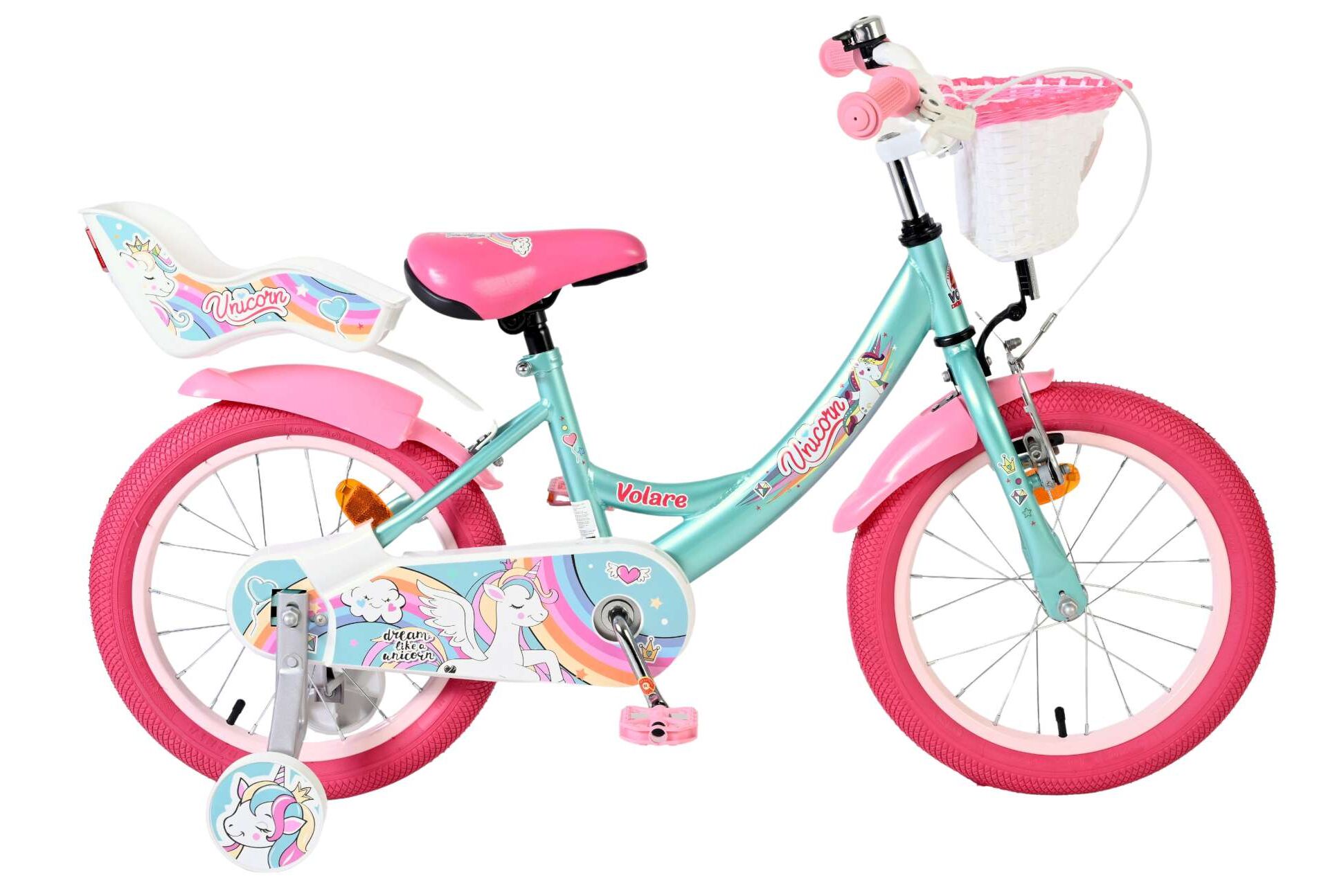 Volare - Children's Bicycle 16" - Unicorn Green (61681) - Gratis frakt v:2718138