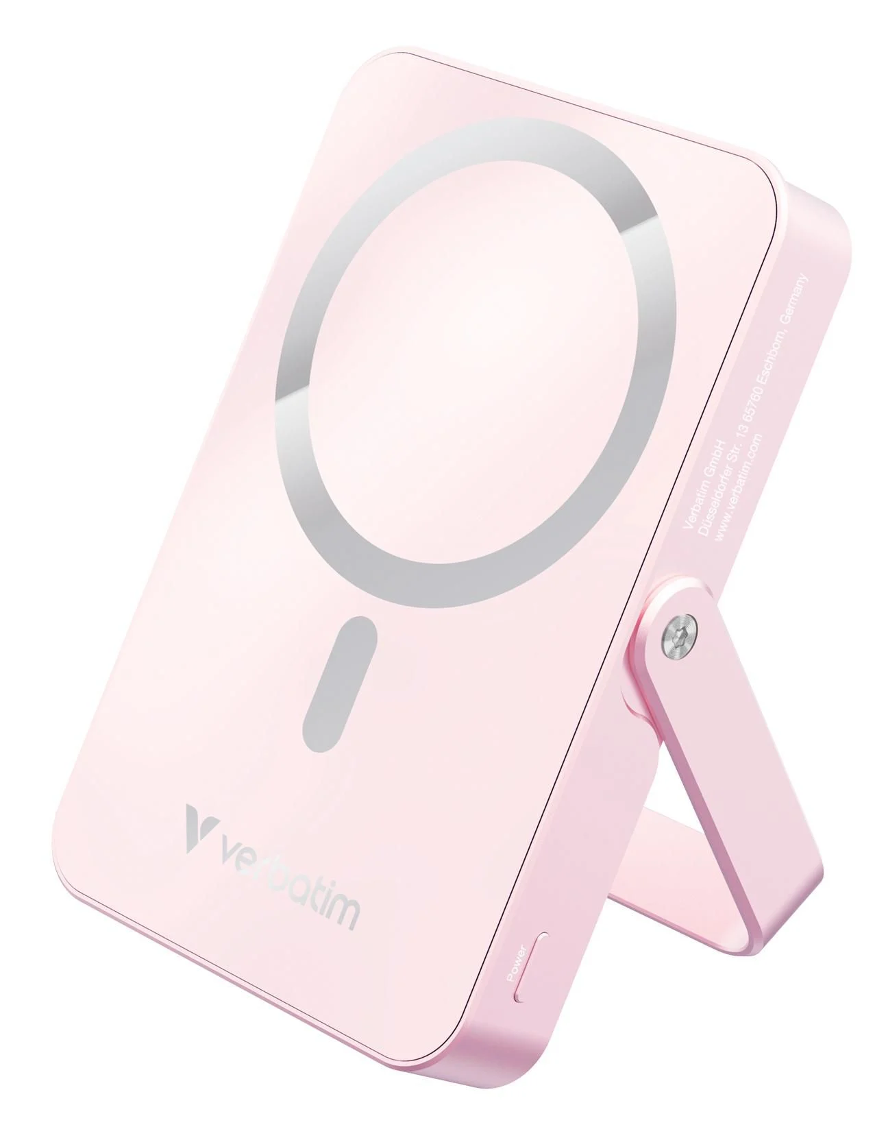 Verbatim - Charge 'n' Go Magnetic Wireless Power Bank with stand - 10000 mAh - Glass Pink v:6496745