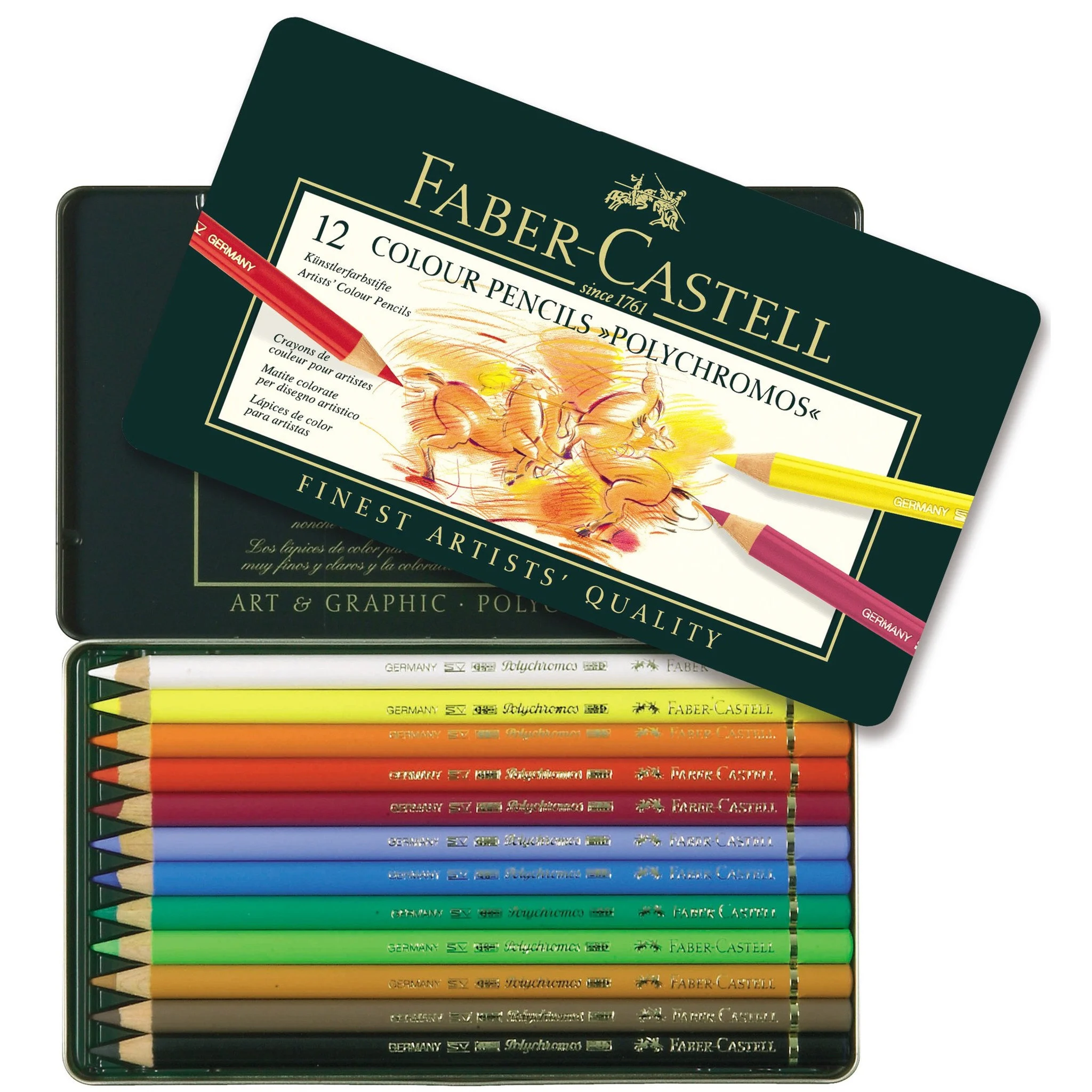 Faber-Castell – Polychromos Colour Pencil tin of 12 (110012) v:7530398 Faber-Castell – Polychromos Colour Pencil tin of 12 (110012) v:7530398