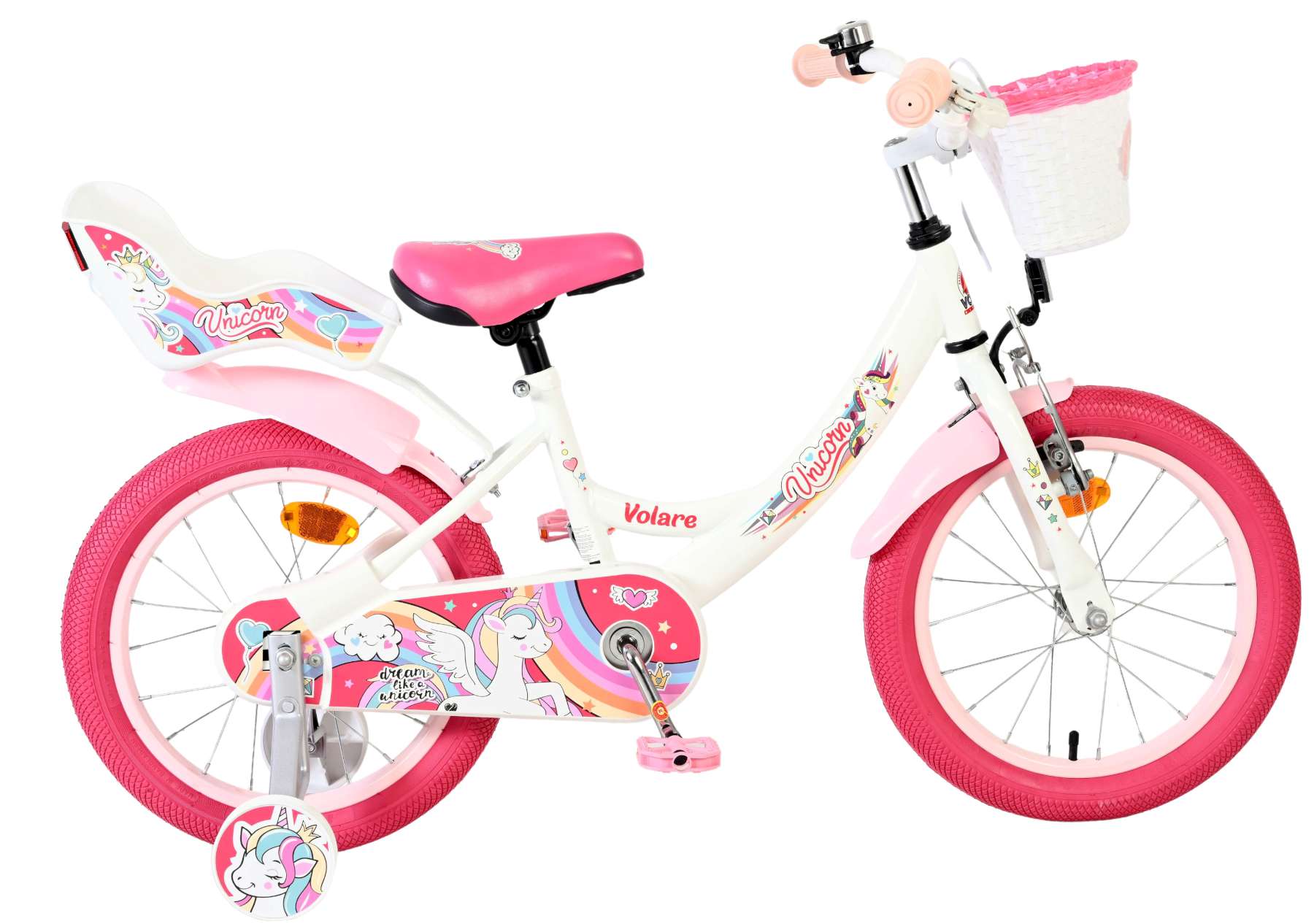 Volare - Children's Bicycle 16" - Unicorn White (61678) - Gratis frakt v:3142040