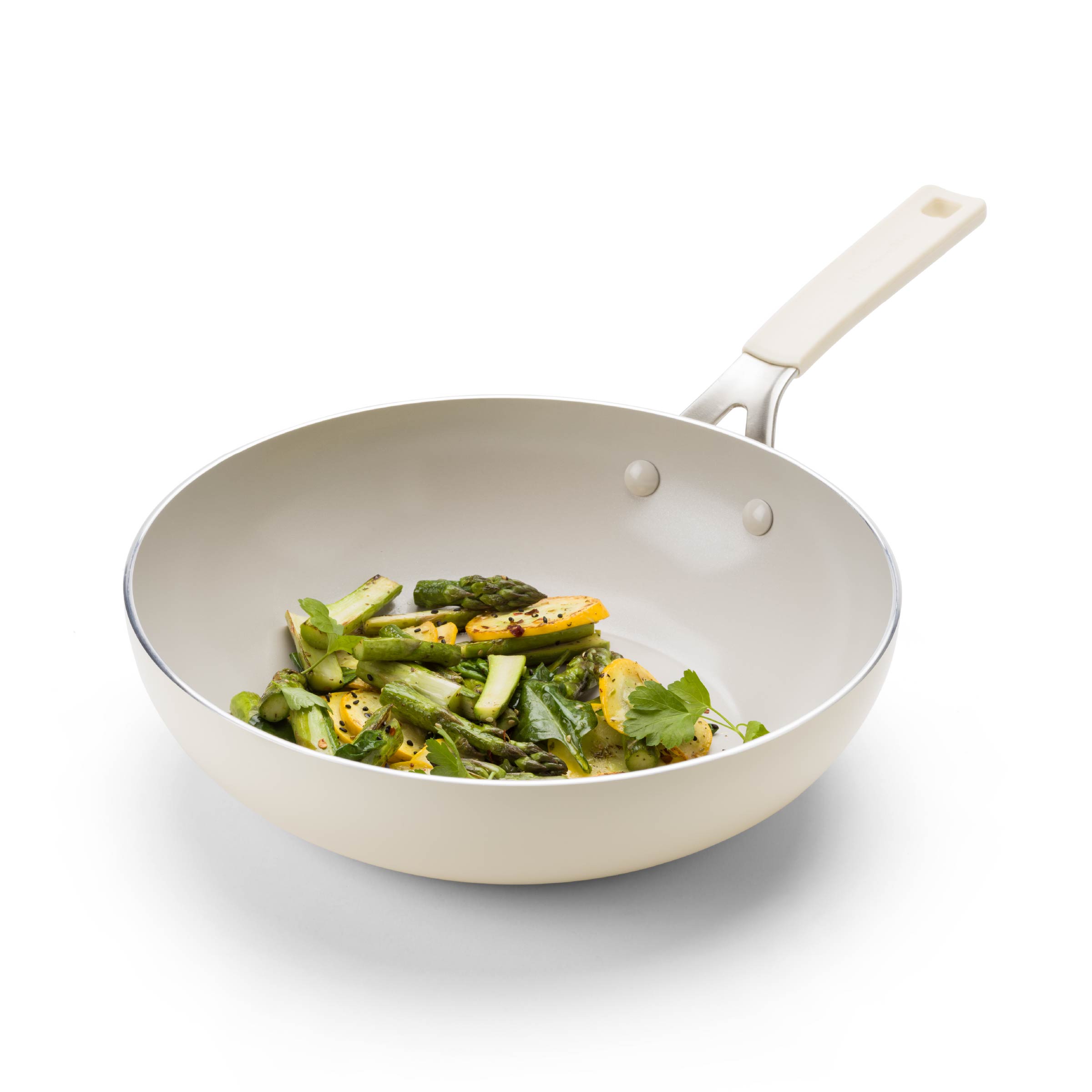 KitchenAid - Coloured Aluminum Wok - Almond Cream - 28 cm v:7263125