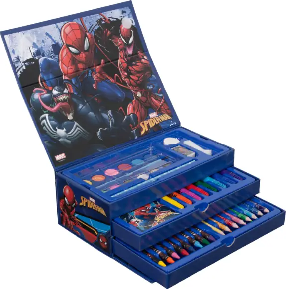 Coloring Case - SPIDERMAN - set 52pcs in paper toolbox with handle v:7401161
