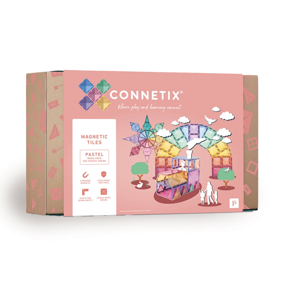 Connetix - Pastel Mega Pack 202 Pieces - (CT-P-00202-ME) - Gratis frakt v:9835027