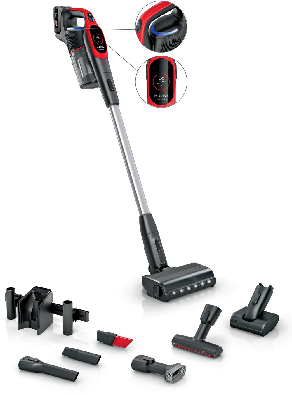 Bosch DIY - Unlimited 9 BBS931PET - ProAnimal Trådløs Støvsuger - Rød - Gratis frakt v:9344470