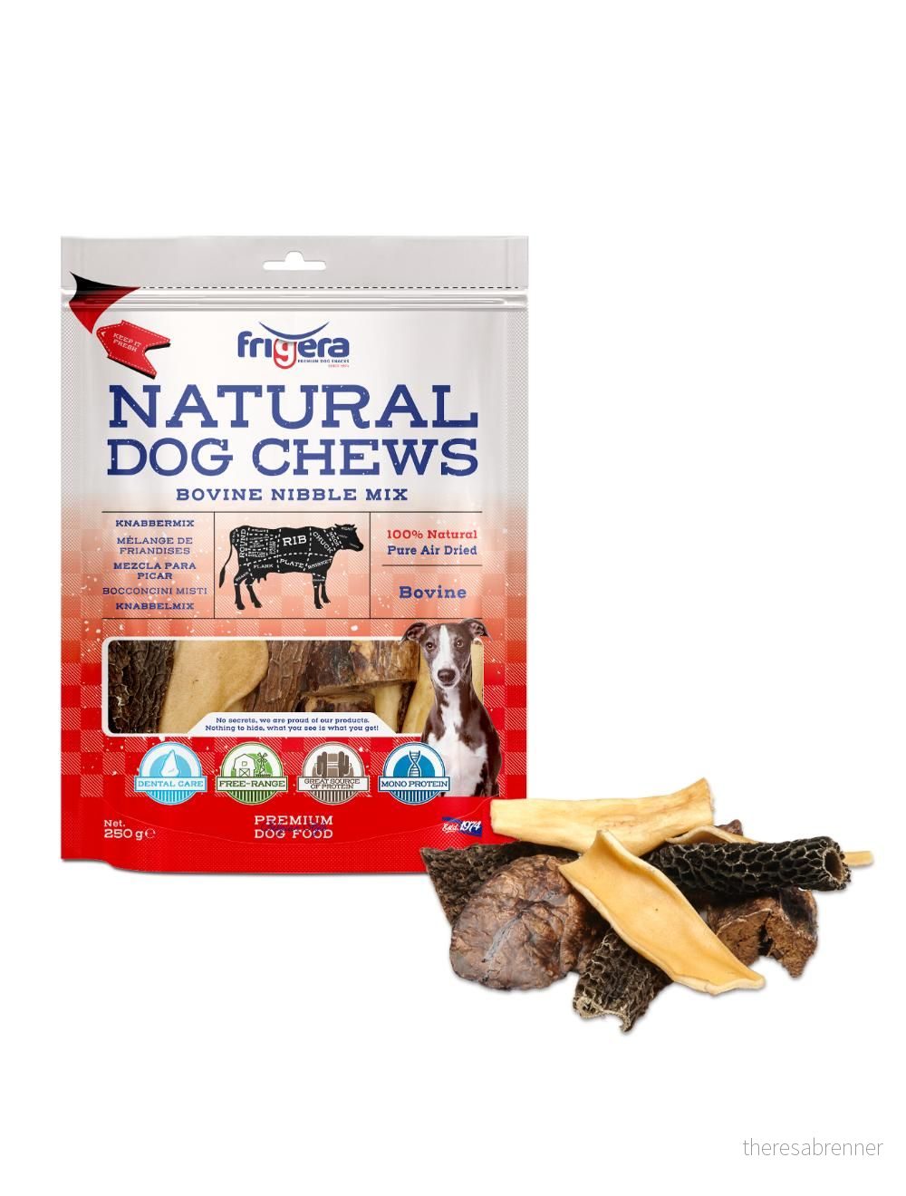 Frigera - Natural Dog Chews Bovine nibble Mix 250gr - (402285851815) v:7761799