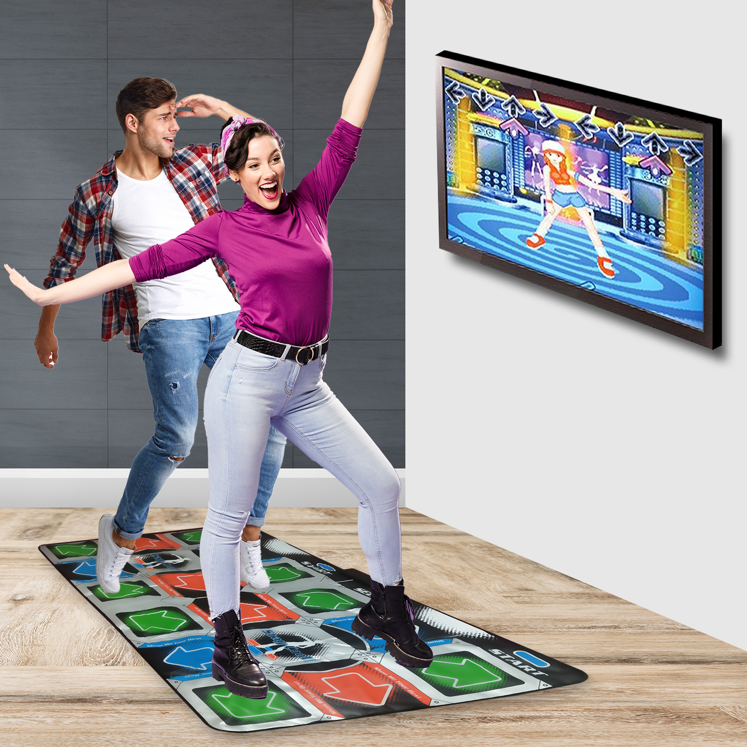Mad Monkey - Retro Dance Mat for 2 players (incl. 110 songs and 9 stages) - Gratis frakt v:9987401