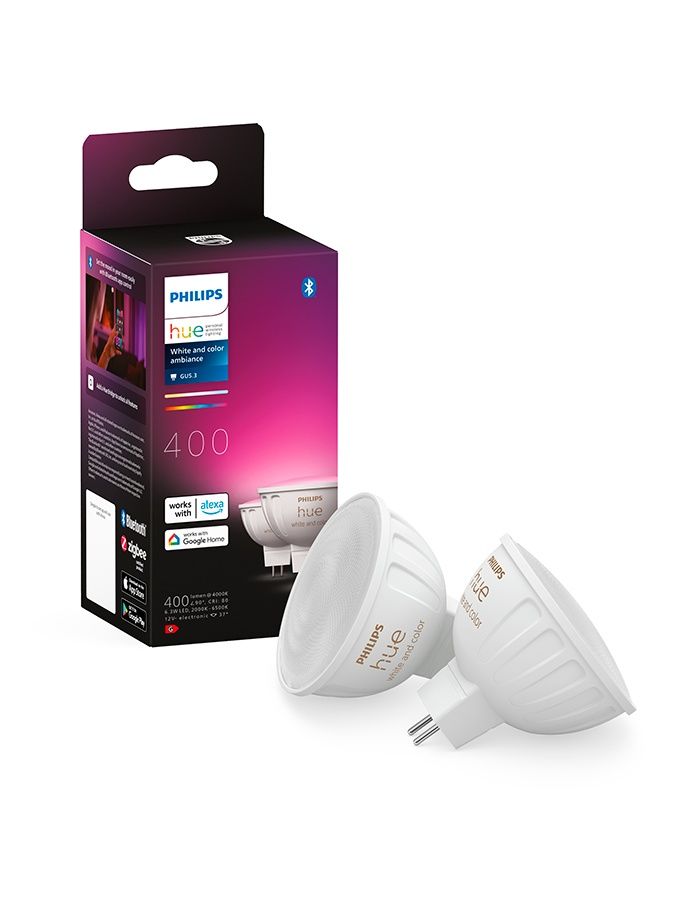 Philips Hue - Farget LED-spot - 12V - MR16 / GU5.3 - 2-pakning - Gratis frakt v:3862991