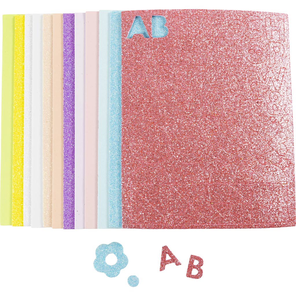 Creativ Company – Mosgummi, str. 14×25 cm, tykkelse 2 mm, pastellfarger, 12 ark/ 1 pk. v:7923392