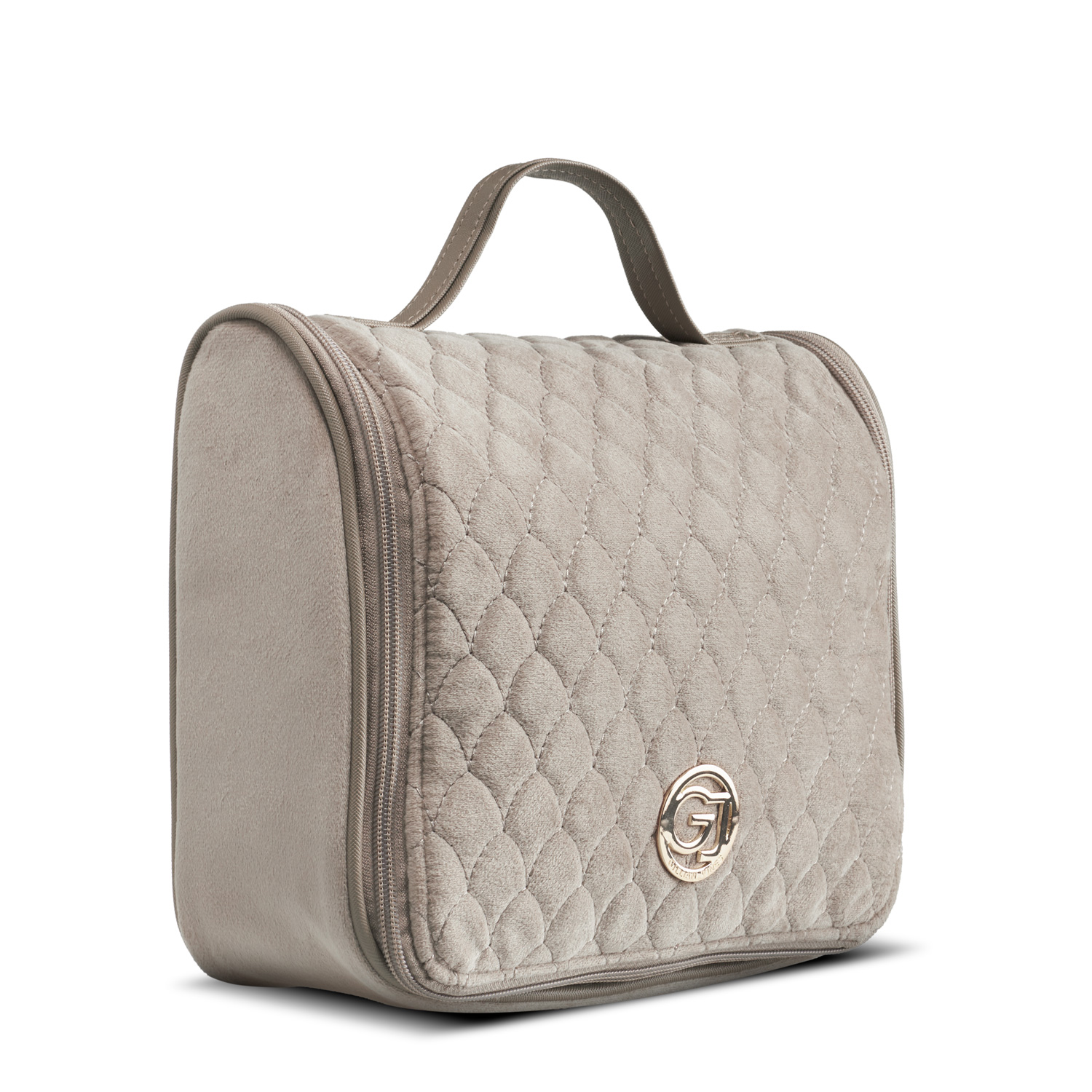 Gillian Jones - Organizer Cosmetic Bag Beige velour - Beige velour v:4504676