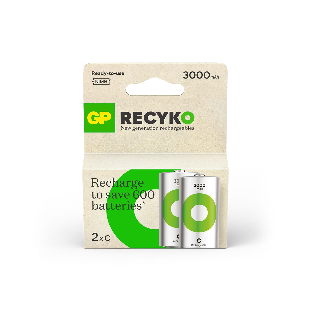 GP – ReCyko Rechargeable Battery, Size C, 3000 mAh, 1.2V (2-pack) v:9273493 GP – ReCyko Rechargeable Battery, Size C, 3000 mAh, 1.2V (2-pack) v:9273493