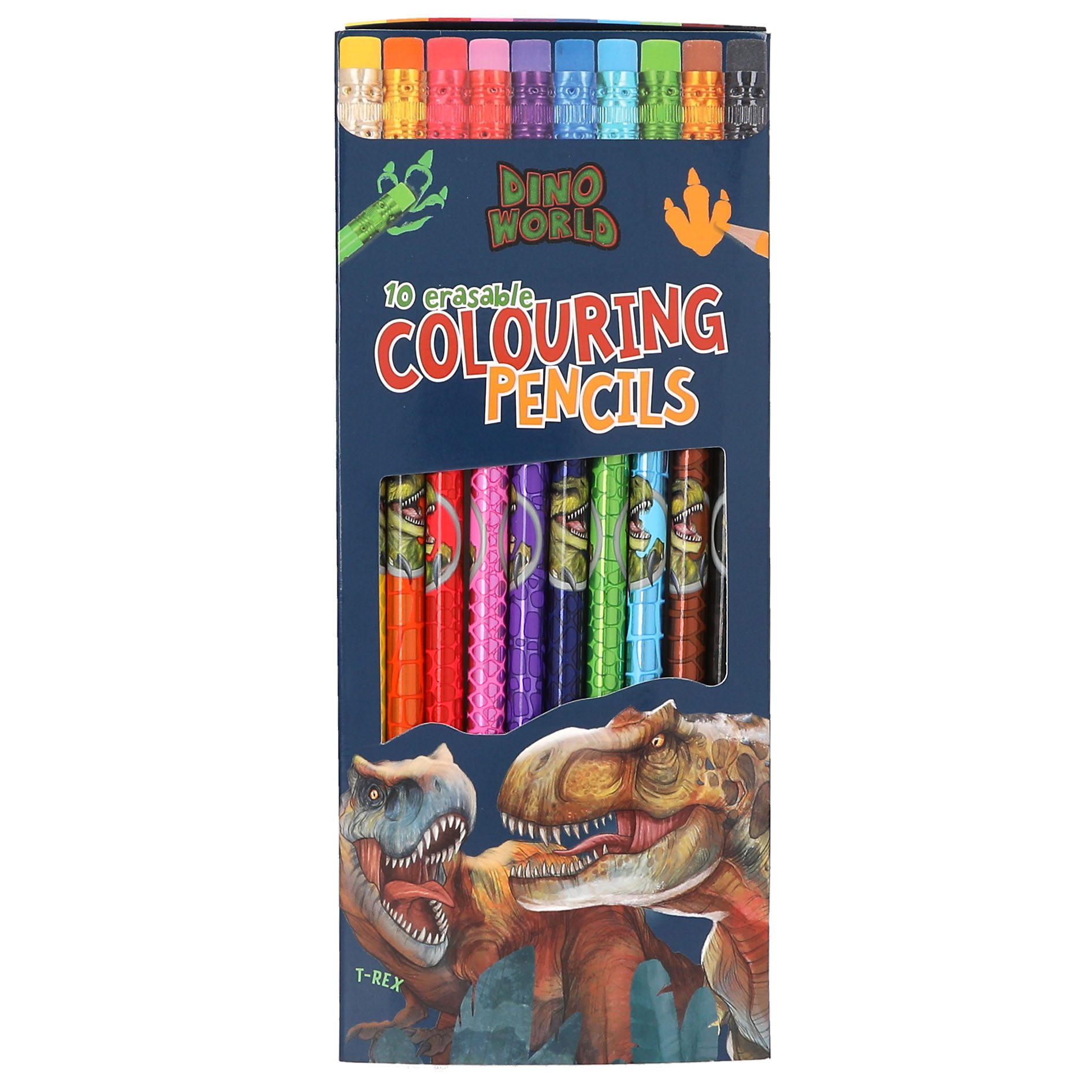 Dino World - Fargeblyanter med viskelær - (0413530) v:4074442