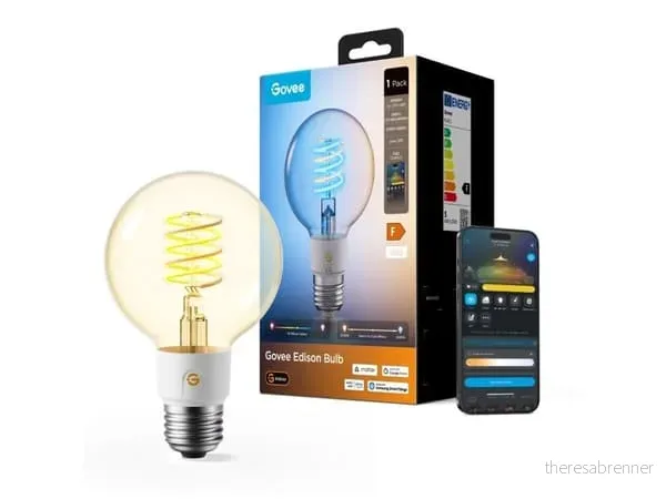 Govee Smart Edison Lyspære E27 G80 – RGBWW 500lm, Dempbar Fargeskiftende Globepære, Matter v:3815810