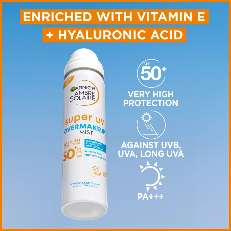 Garnier -Ambre Solaire -Super UV Over Makeup Mist - SPF 50+ - 75 ml v:1154365